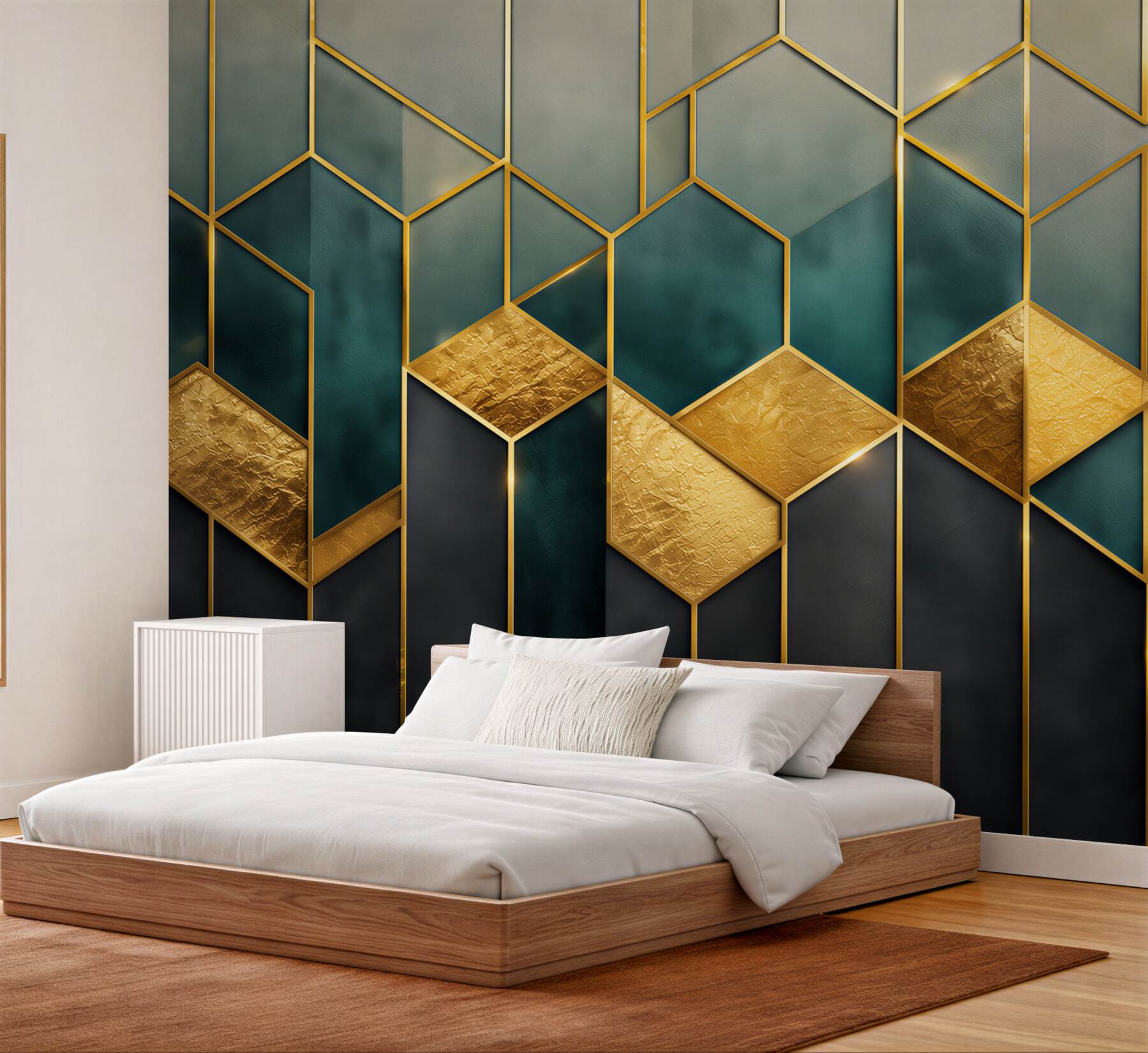 Fototapeta geometryczny wzór granatowo złoty w stylu art déco?v23