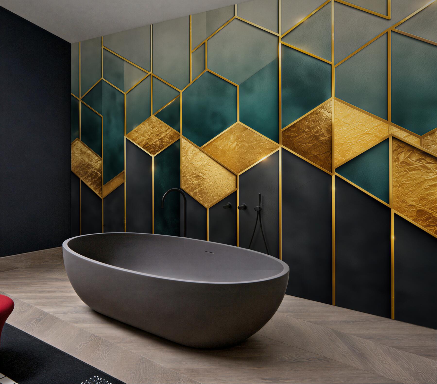 Fototapeta geometryczny wzór granatowo złoty w stylu art déco?v23
