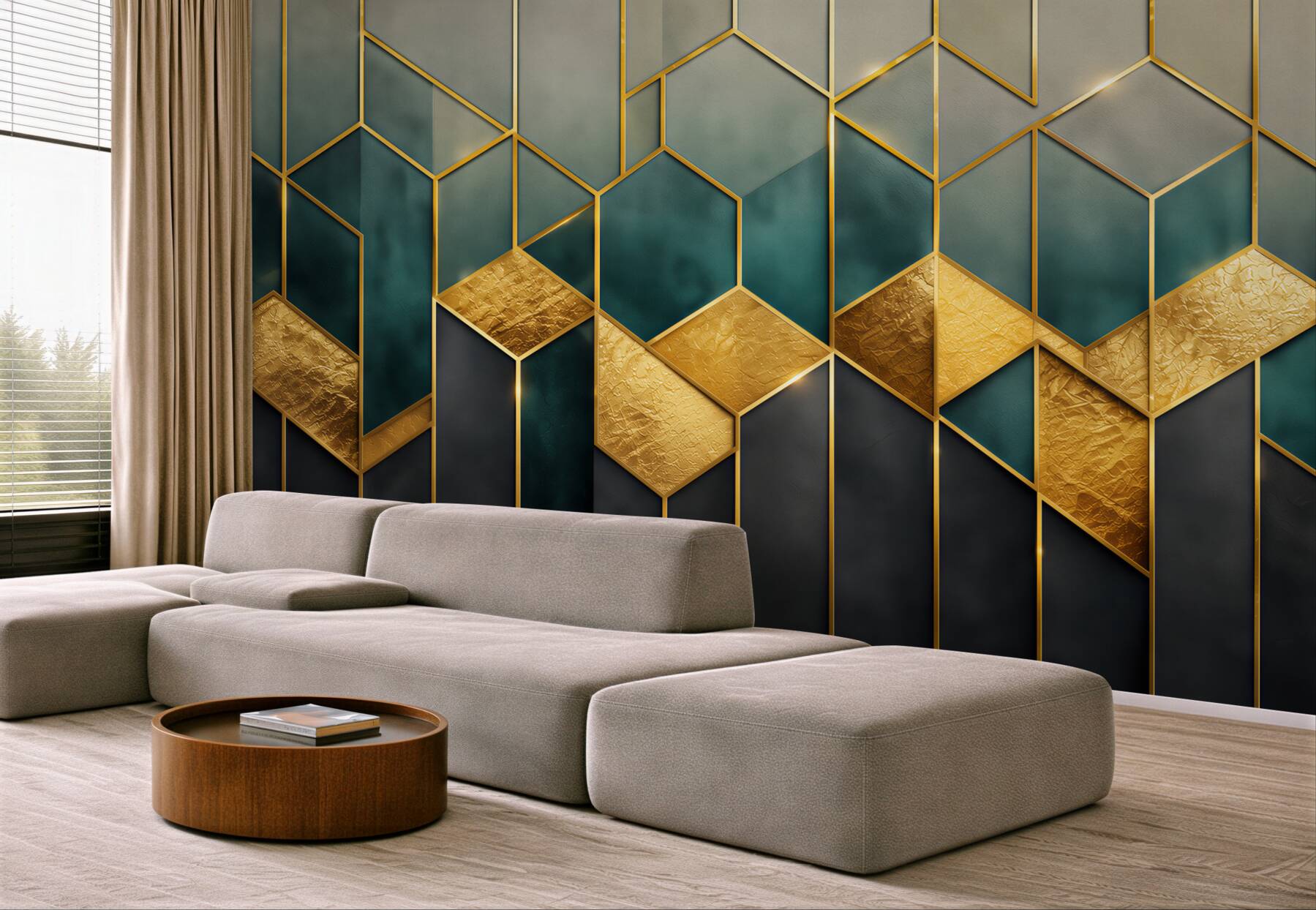 Fototapeta geometryczny wzór granatowo złoty w stylu art déco?v23