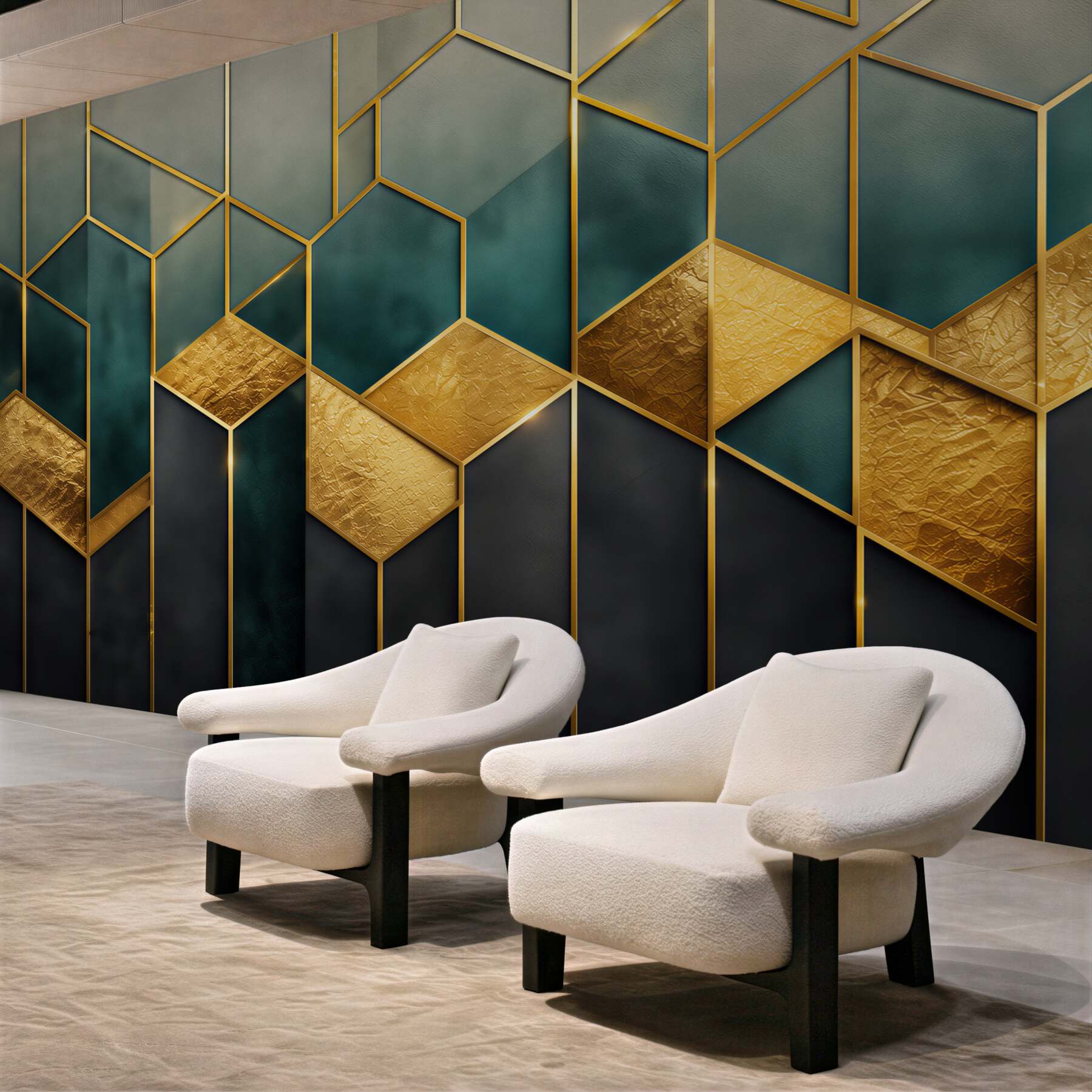 Fototapeta geometryczny wzór granatowo złoty w stylu art déco?v23