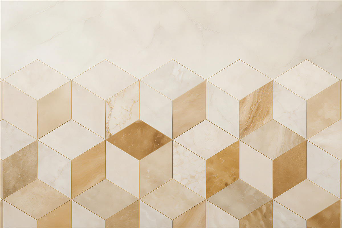 Fototapeta geometryczne kostki marmur biało złoty elegancka abstrakcja
