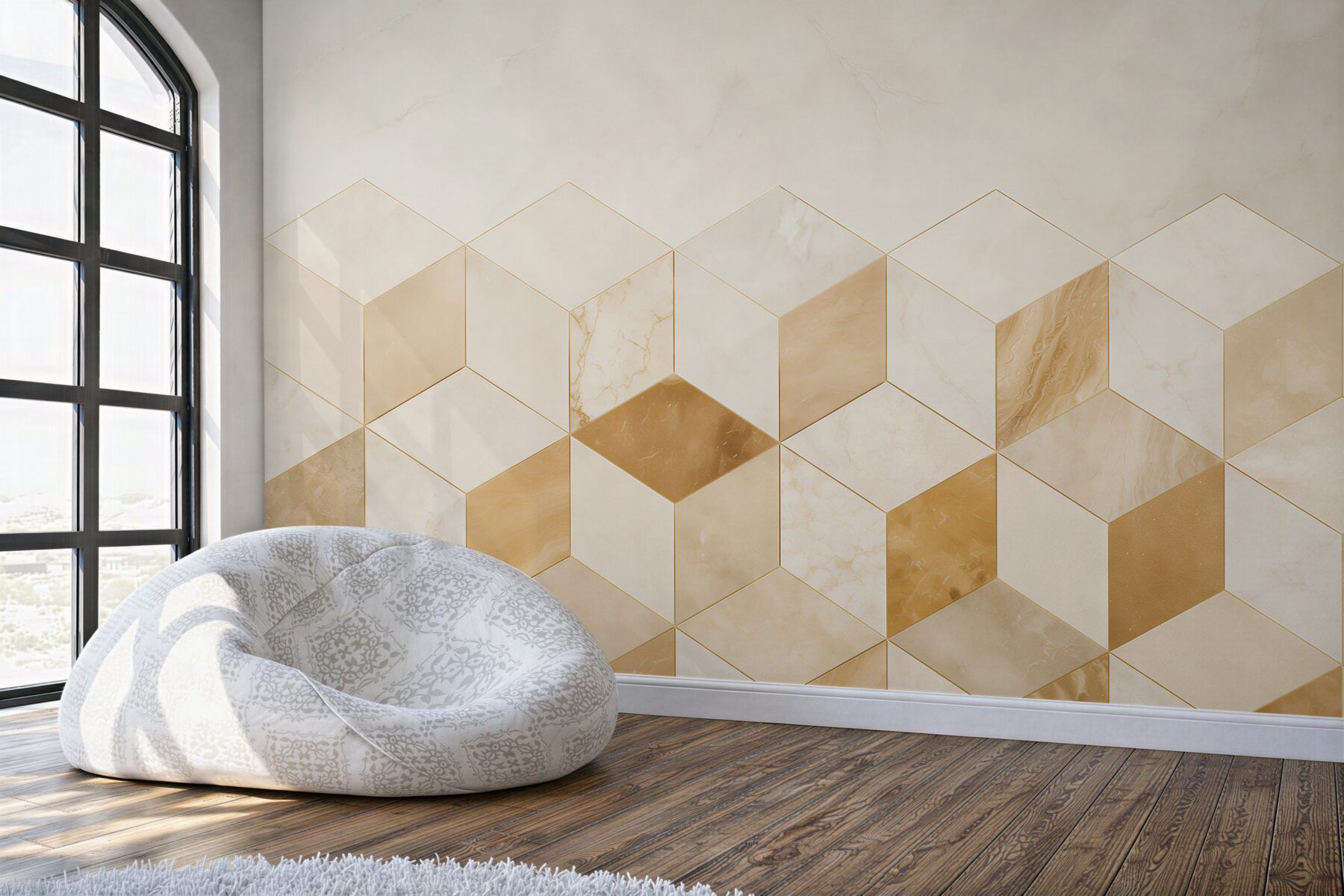 Fototapeta geometryczne kostki marmur biało złoty elegancka abstrakcja?v23