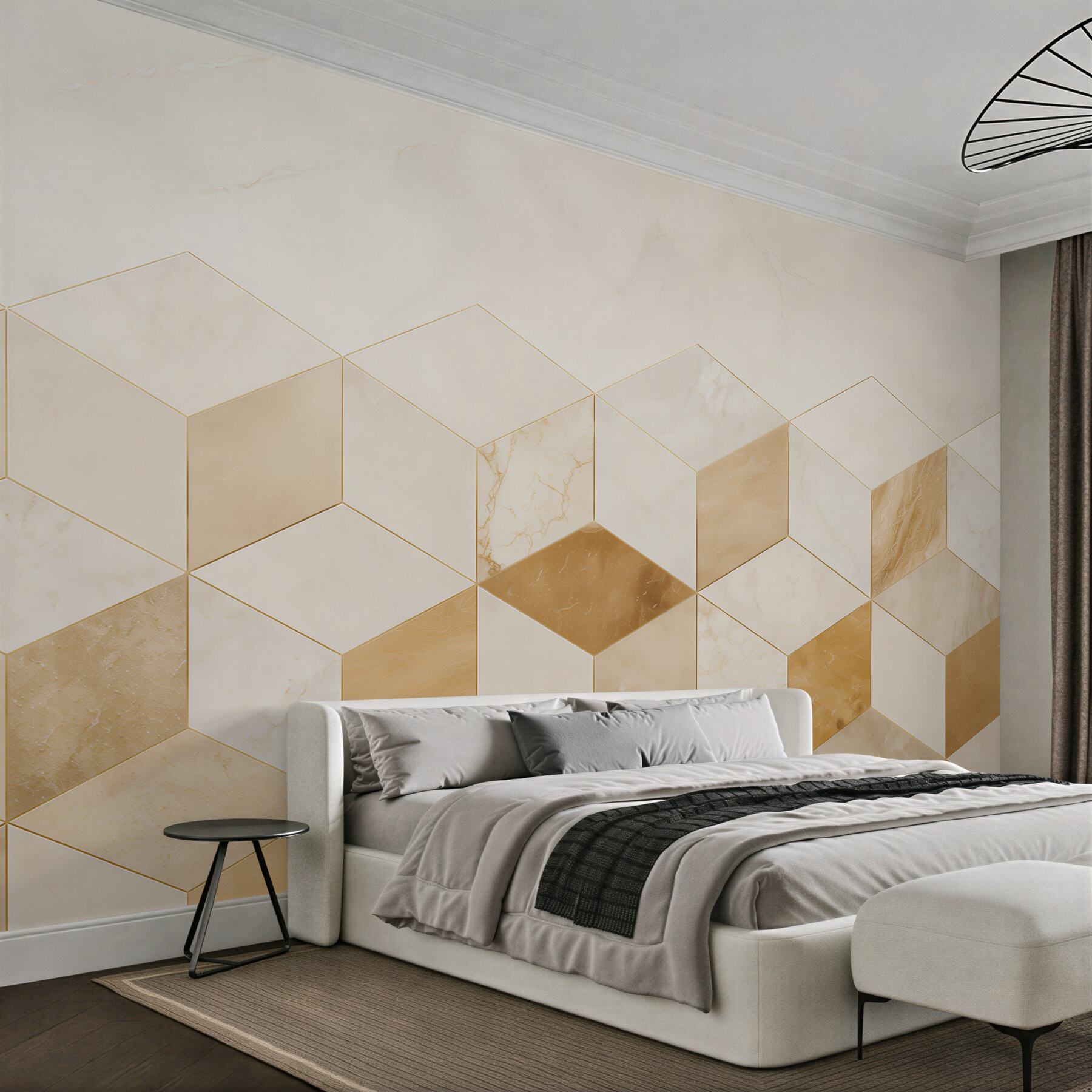 Fototapeta geometryczne kostki marmur biało złoty elegancka abstrakcja?v23