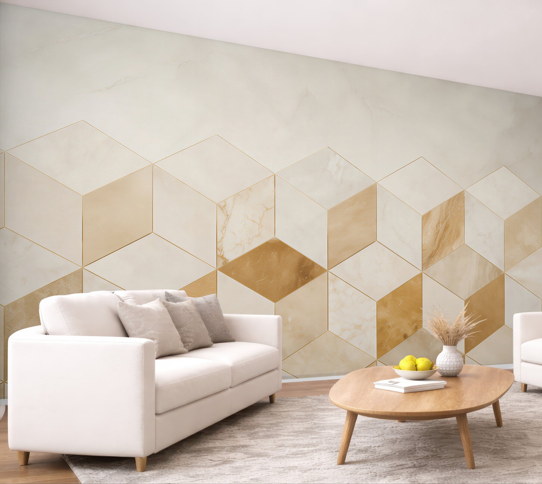 Fototapeta geometryczne kostki marmur biało złoty elegancka abstrakcja?v23