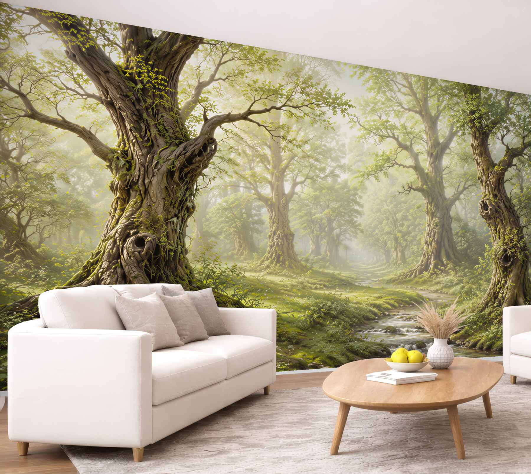 Fototapeta magiczny las z potokiem zielony baśniowy krajobraz?v23
