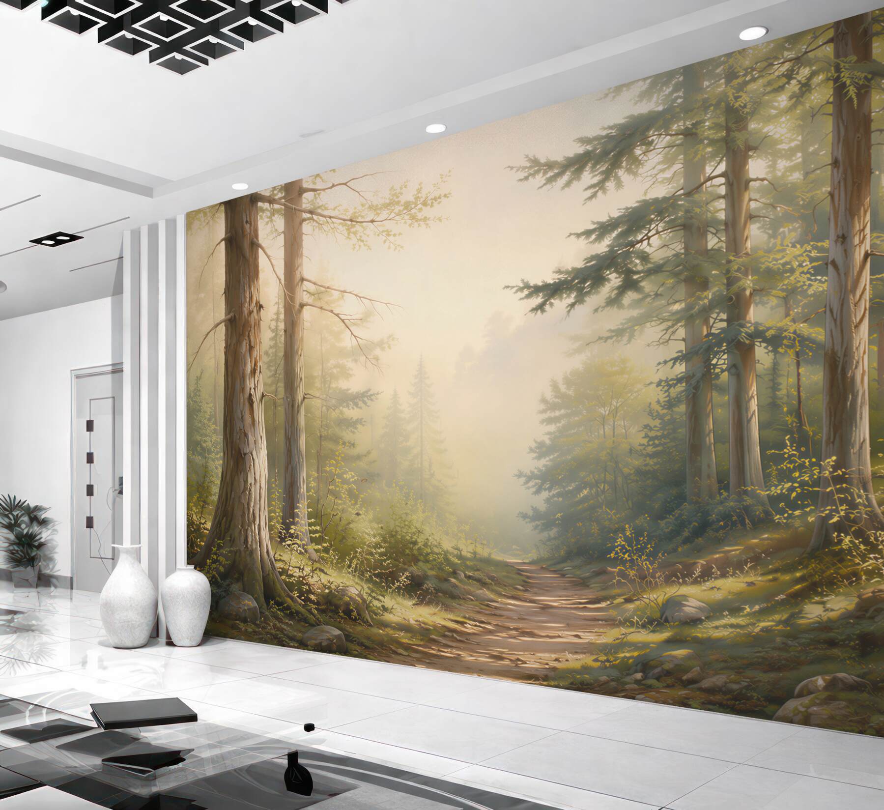 Fototapeta leśna ścieżka w porannym świetle spokojny zielony las?v23