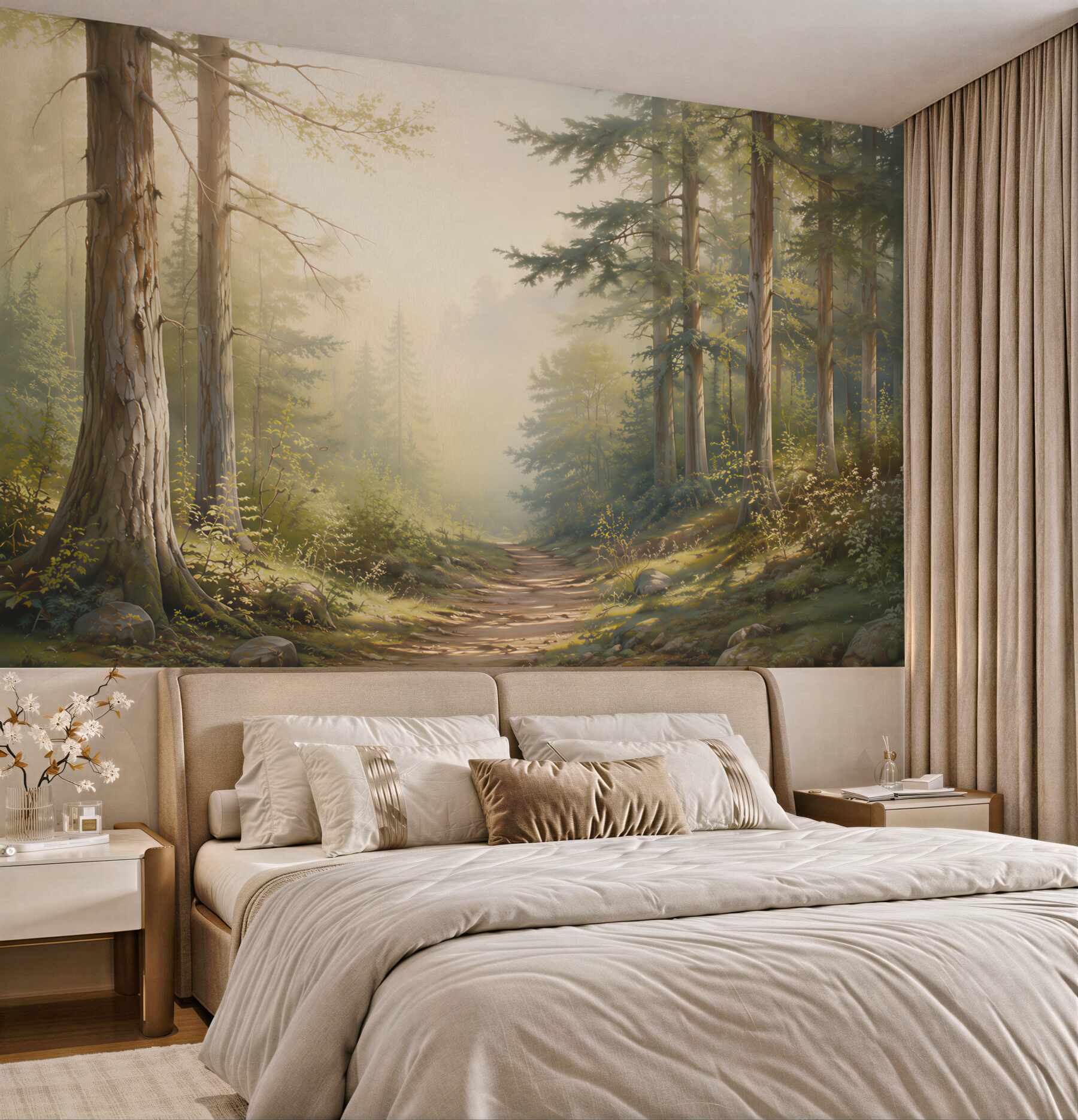 Fototapeta leśna ścieżka w porannym świetle spokojny zielony las?v23