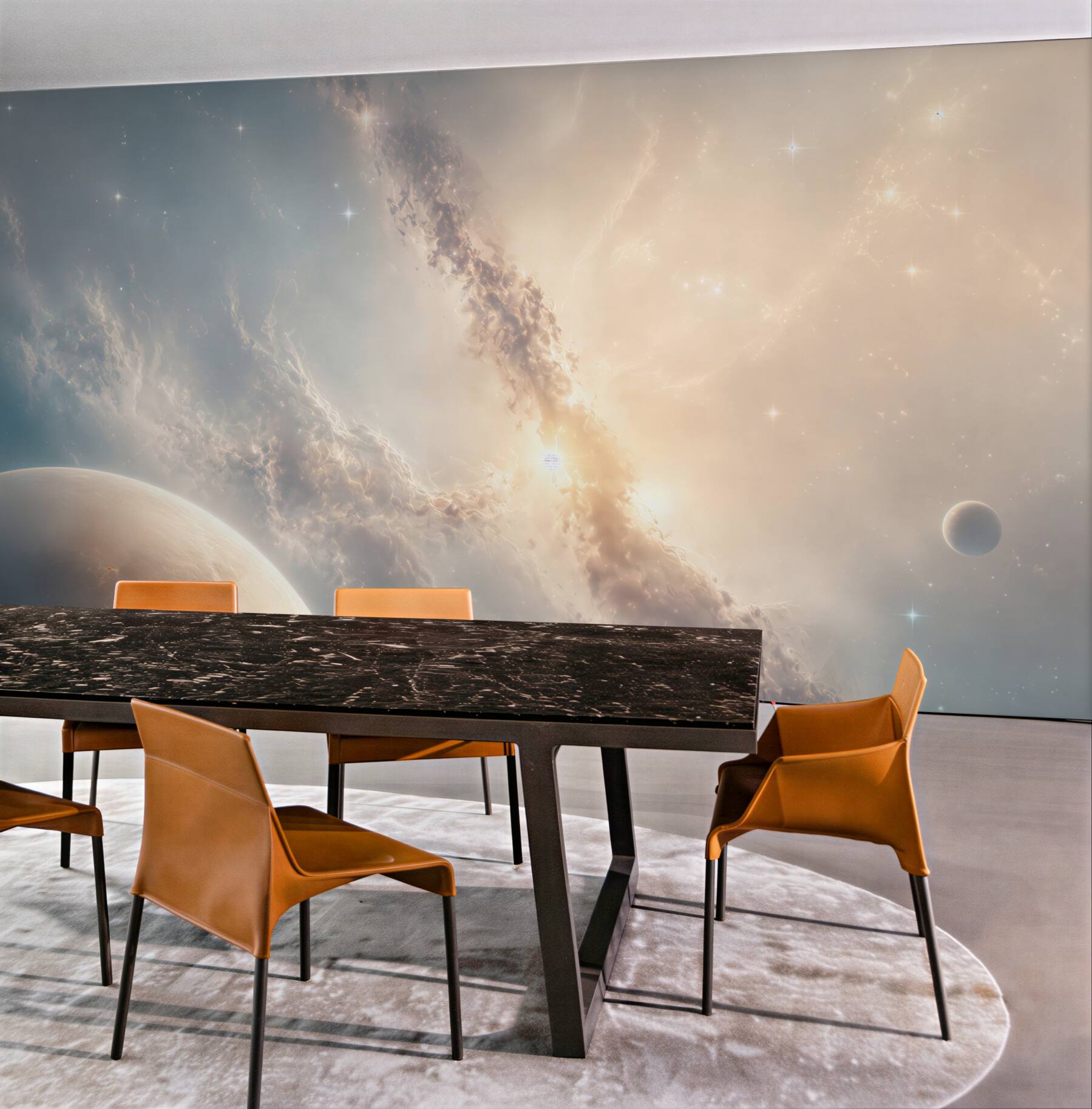 Fototapeta kosmos z planetami i mgławicą w jasnych pastelach?v23