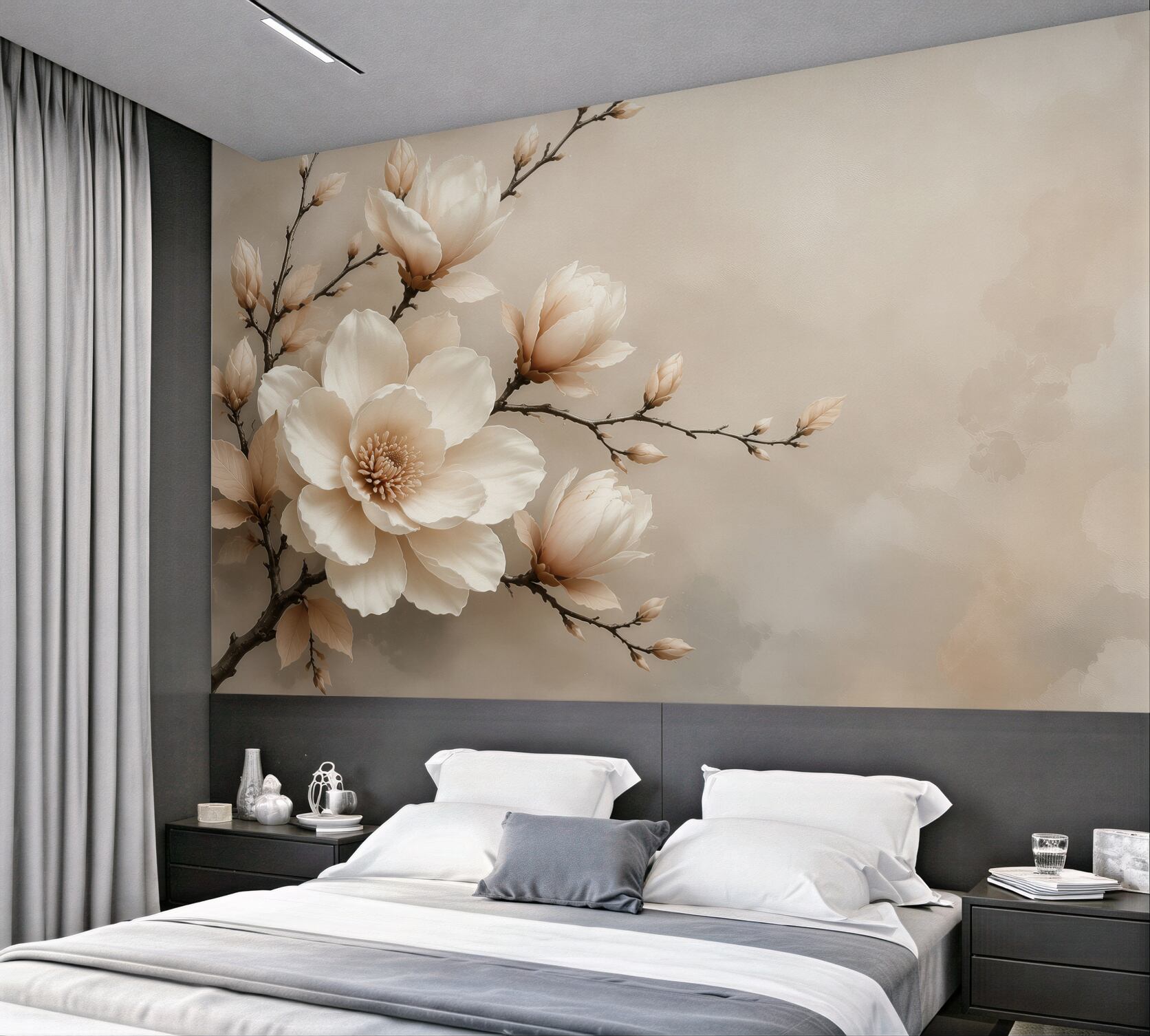 Fototapeta magnolia kremowa na gałęziach subtelna elegancja do sypialni?v23