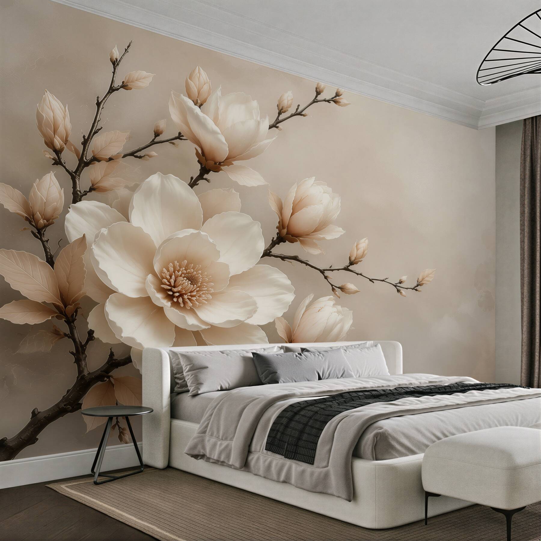 Fototapeta magnolia kremowa na gałęziach subtelna elegancja do sypialni?v23