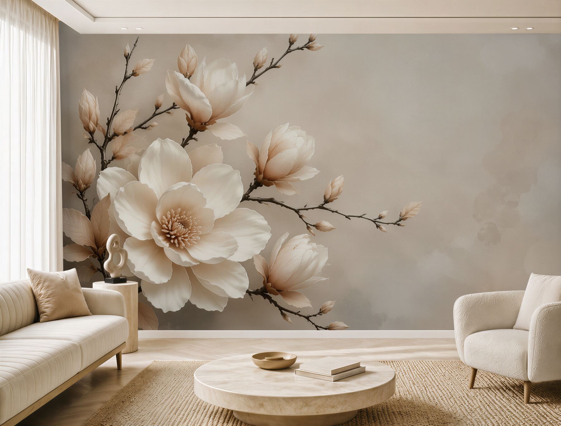 Fototapeta magnolia kremowa na gałęziach subtelna elegancja do sypialni?v23