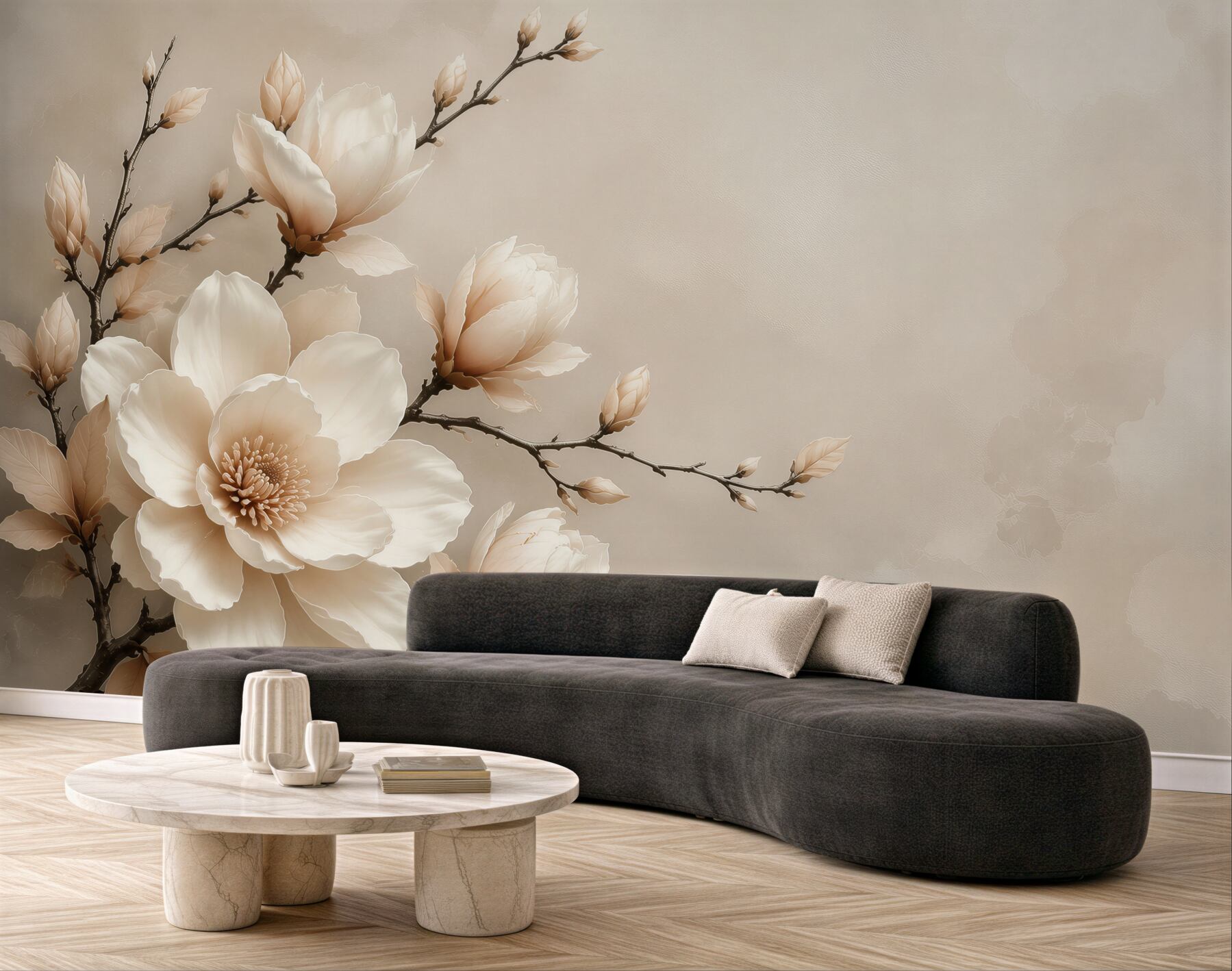 Fototapeta magnolia kremowa na gałęziach subtelna elegancja do sypialni?v23