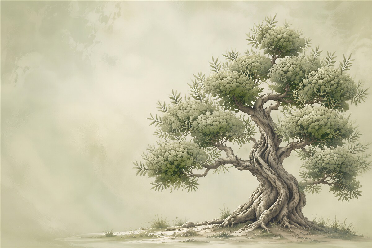 Fototapeta stare drzewo bonsai zielone na jasnym tle