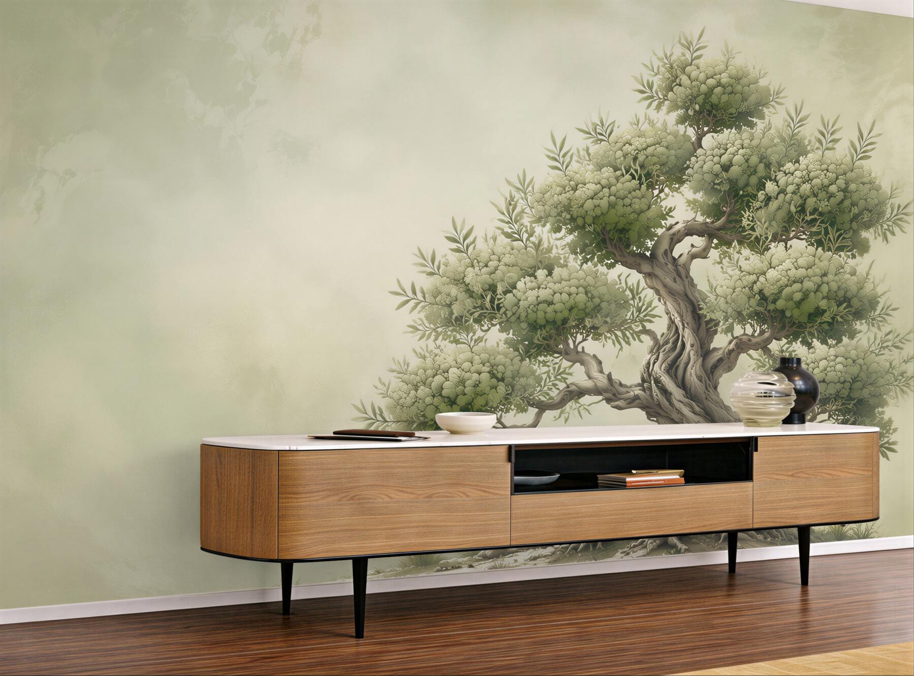 Fototapeta stare drzewo bonsai zielone na jasnym tle?v23