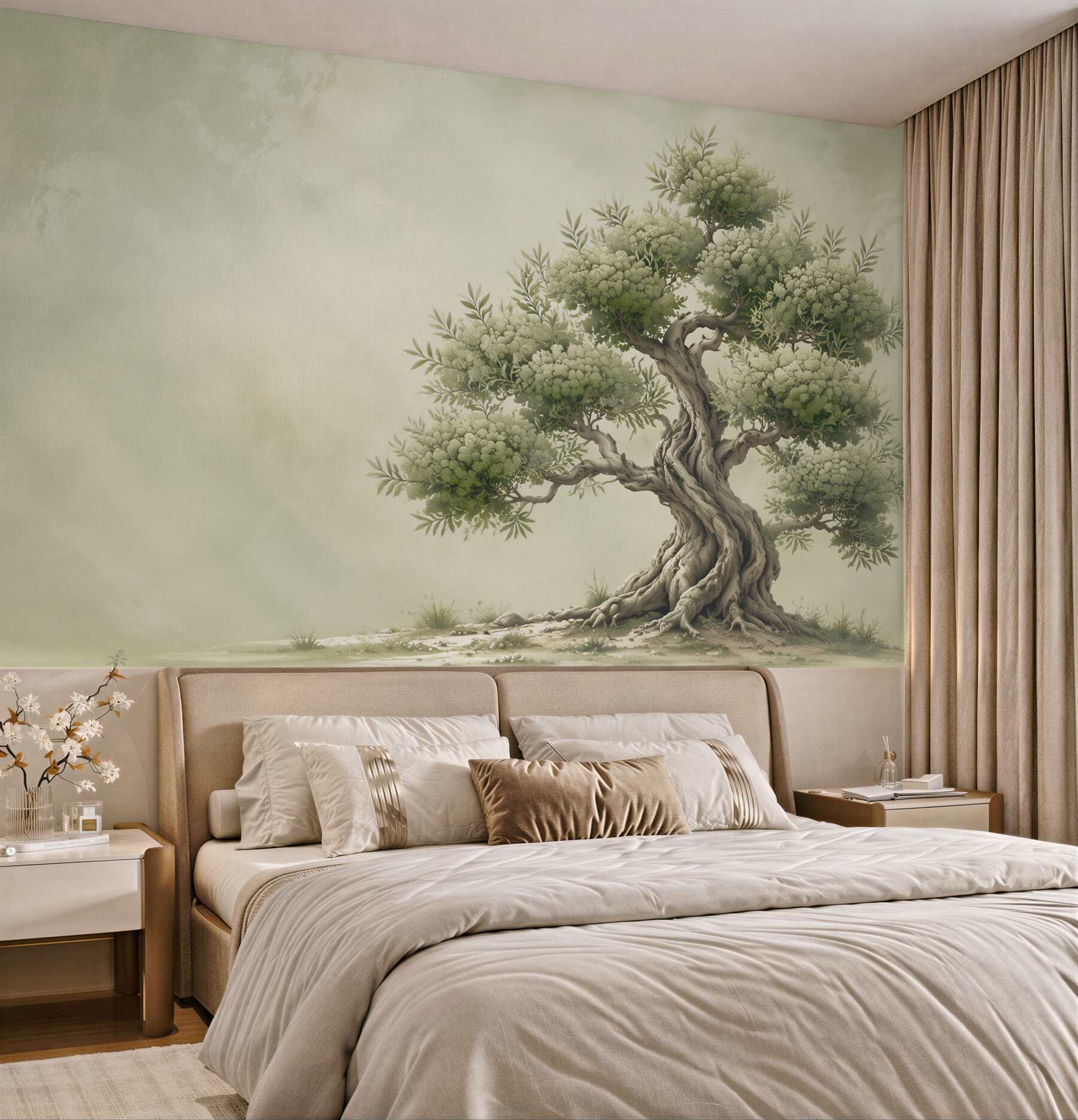 Fototapeta stare drzewo bonsai zielone na jasnym tle?v23
