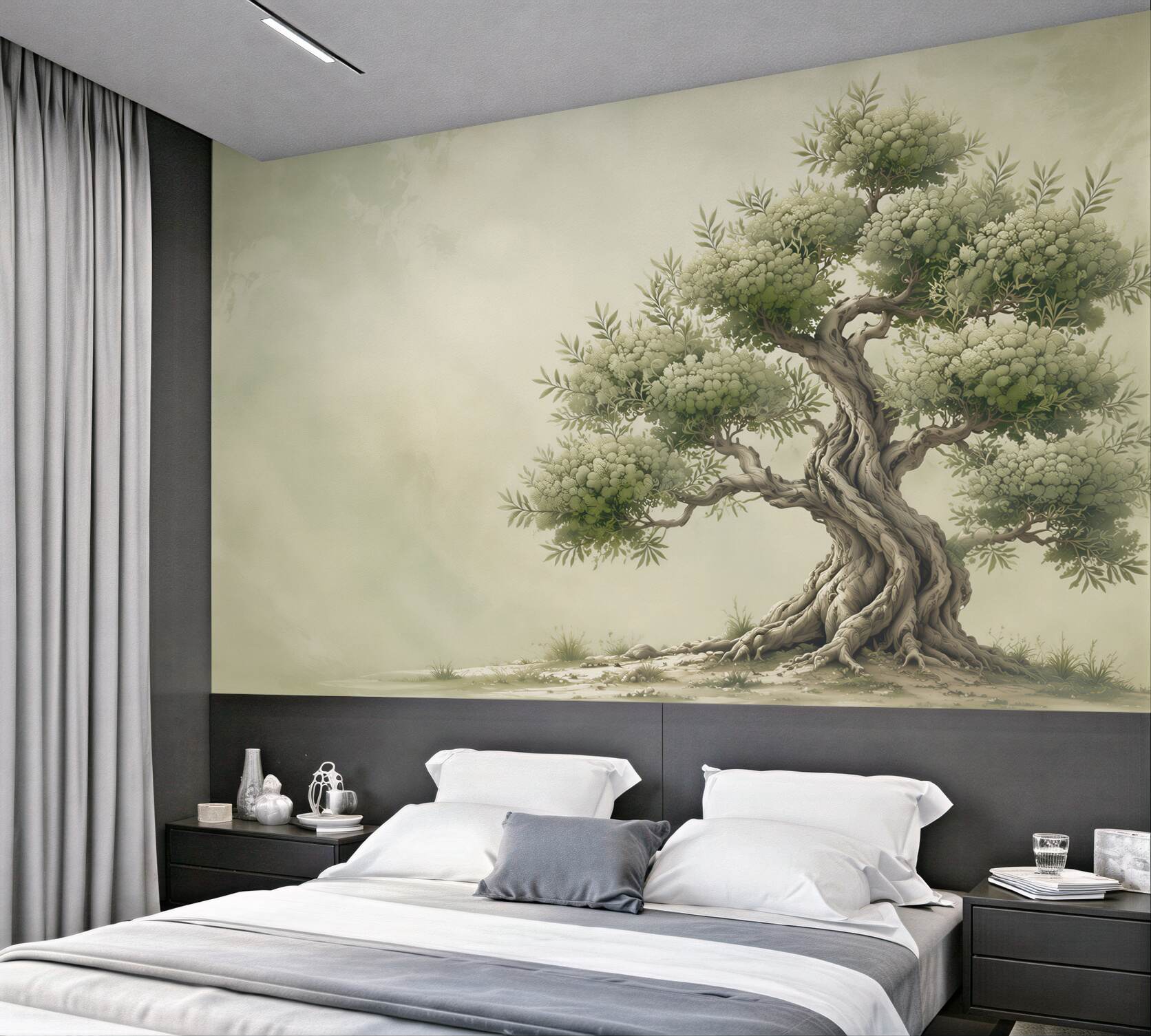 Fototapeta stare drzewo bonsai zielone na jasnym tle?v23