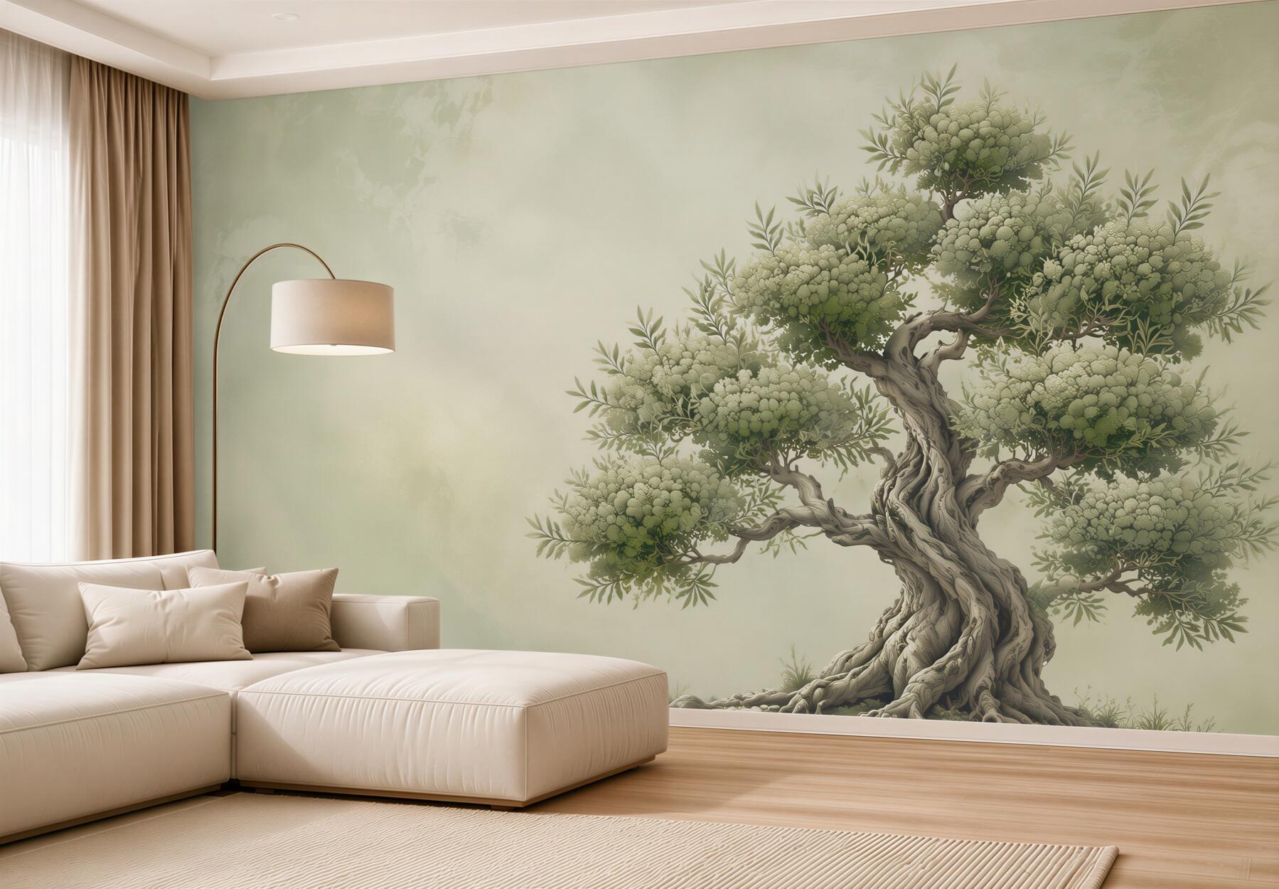 Fototapeta stare drzewo bonsai zielone na jasnym tle?v23