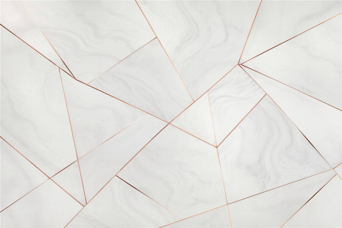 Fototapeta geometryczny marmur biały z miedzianymi liniami nowoczesna