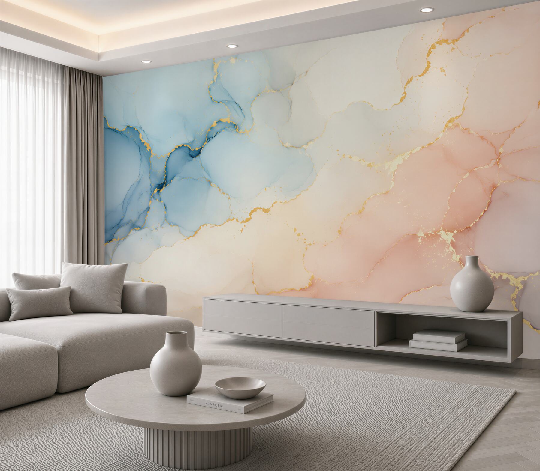 Fototapeta pastelowy marmur błękitno różowy ze złotymi żyłkami subtelna?v23