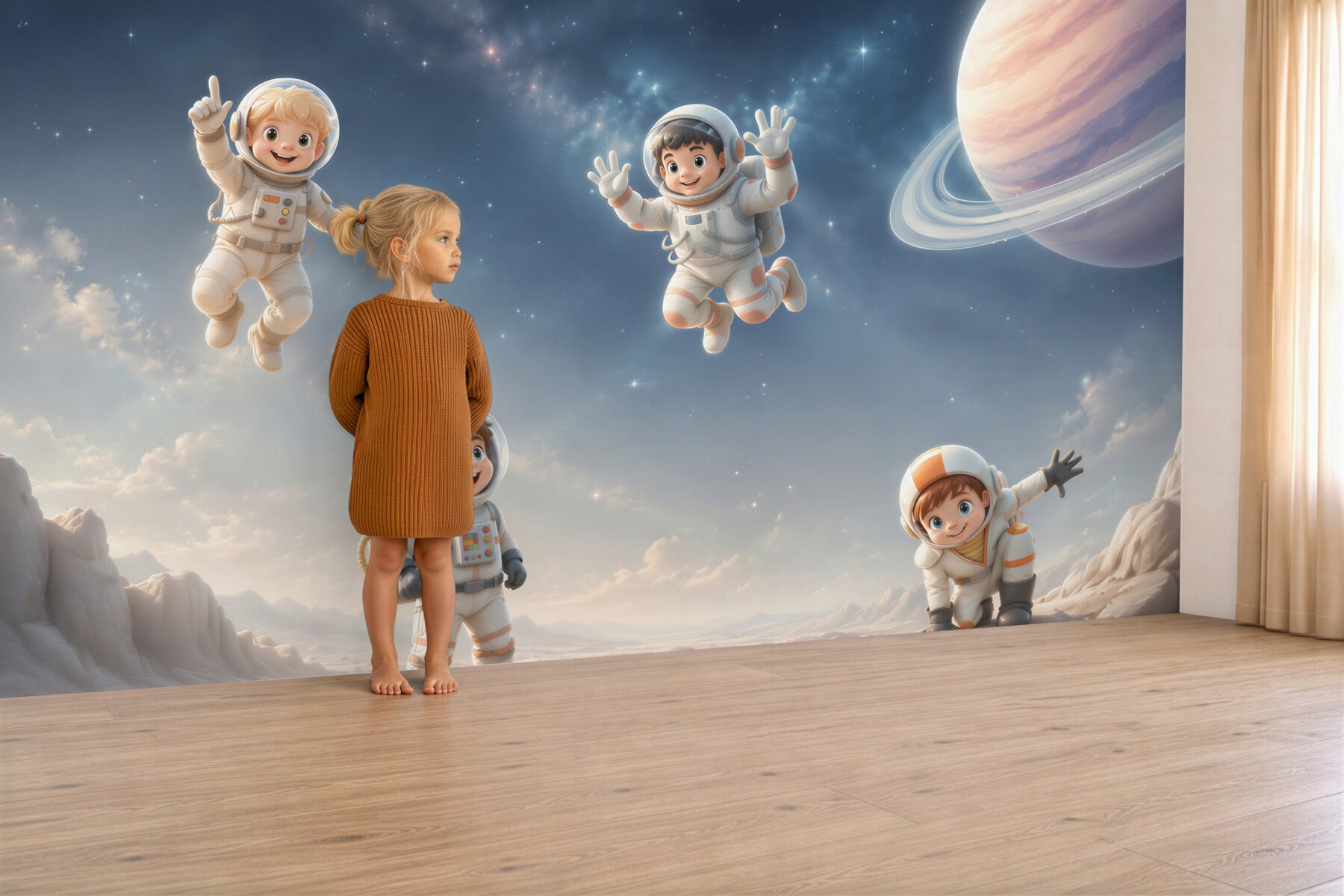Fototapeta Młodzi astronauci studiują nową planetę?v23
