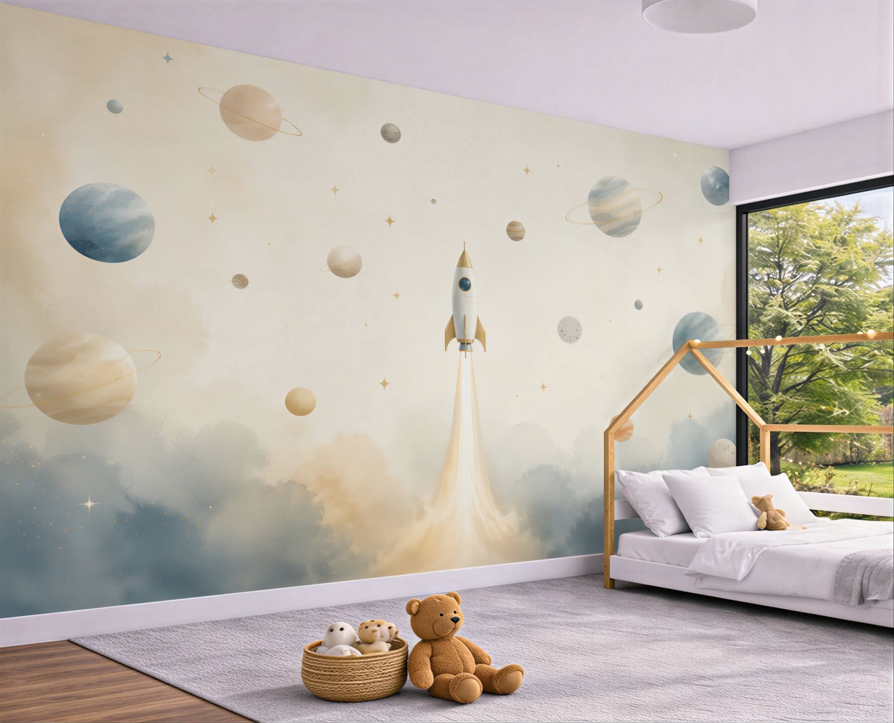 Fototapeta Rakieta otoczona różnymi planetami?v23