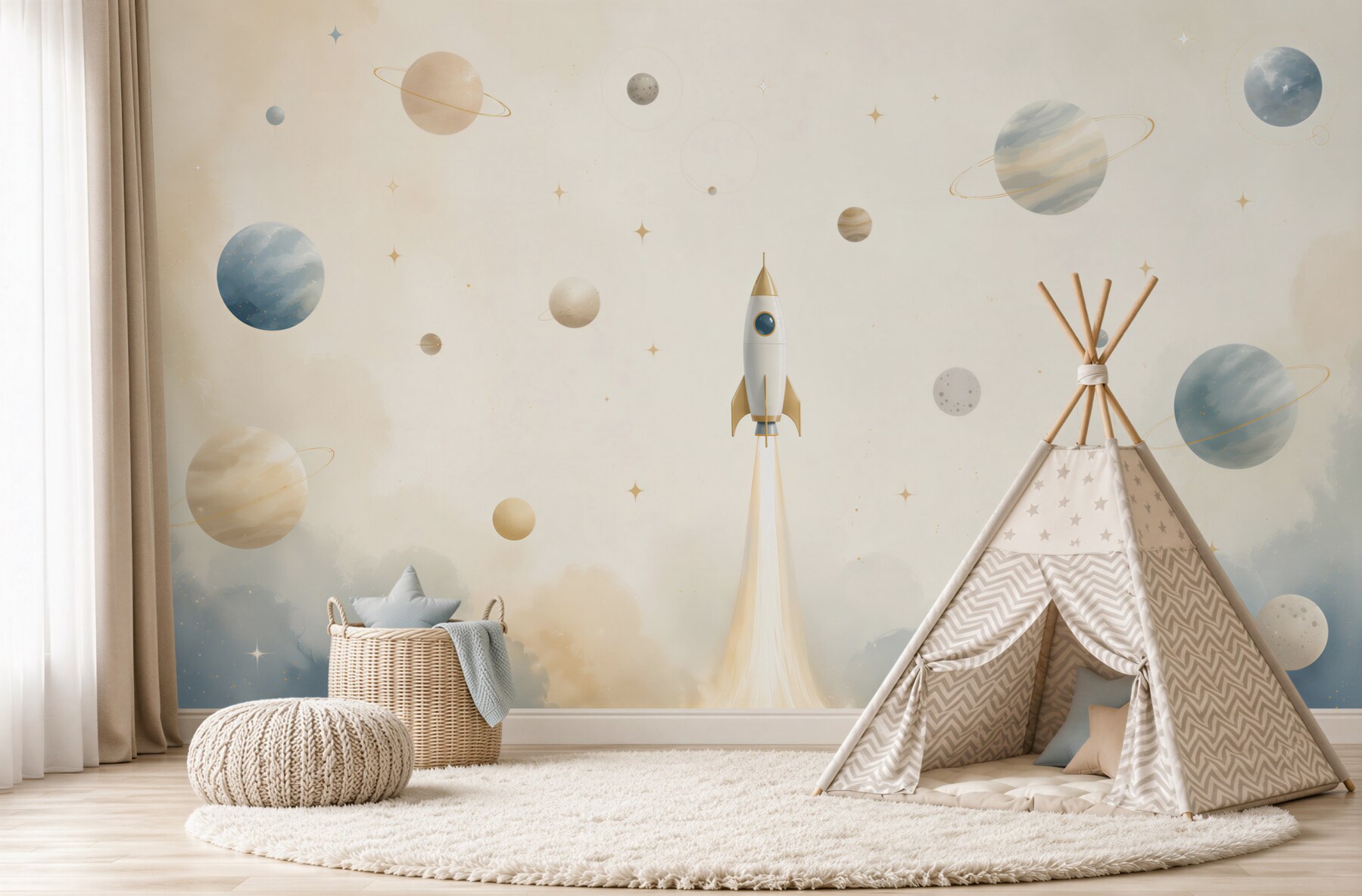 Fototapeta Rakieta otoczona różnymi planetami?v23