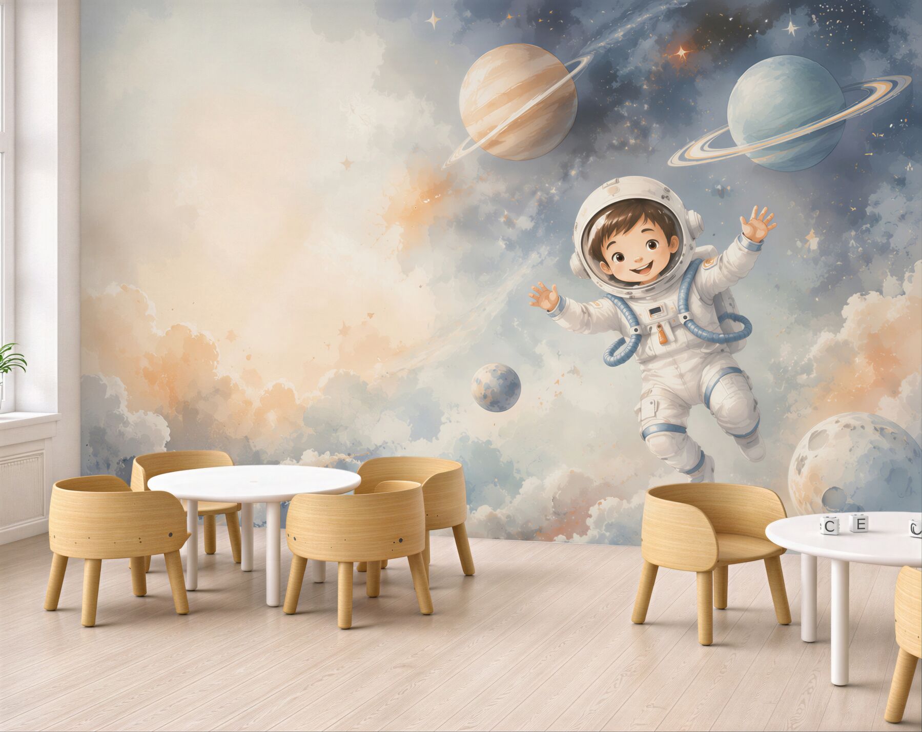 Fototapeta Zadowolony chłopiec astronauty?v23