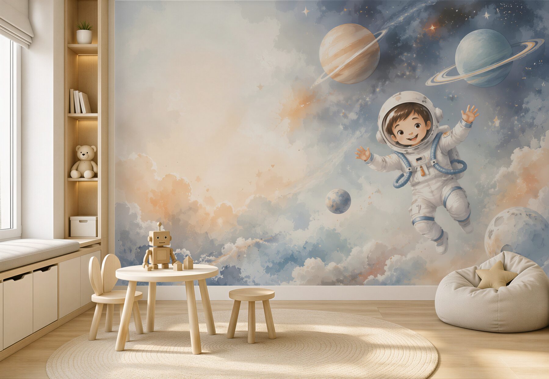 Fototapeta Zadowolony chłopiec astronauty?v23