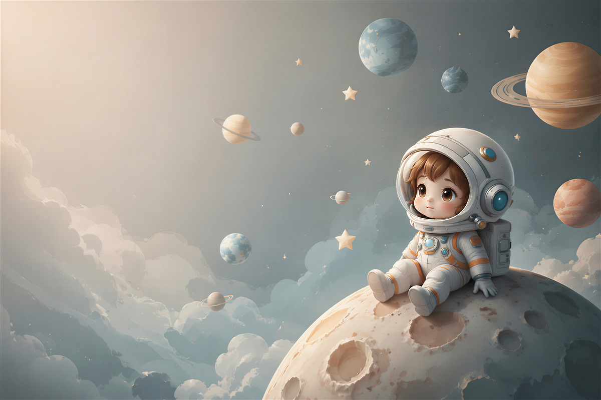 Fototapeta Astronauta otoczona planetami