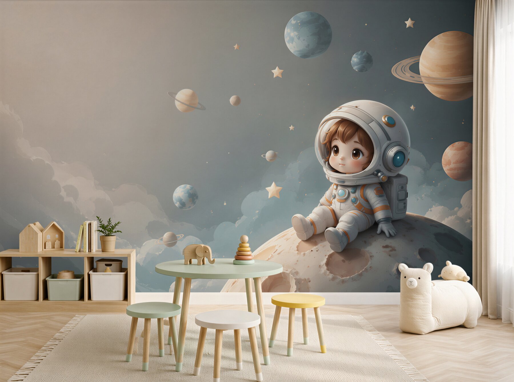Fototapeta Astronauta otoczona planetami