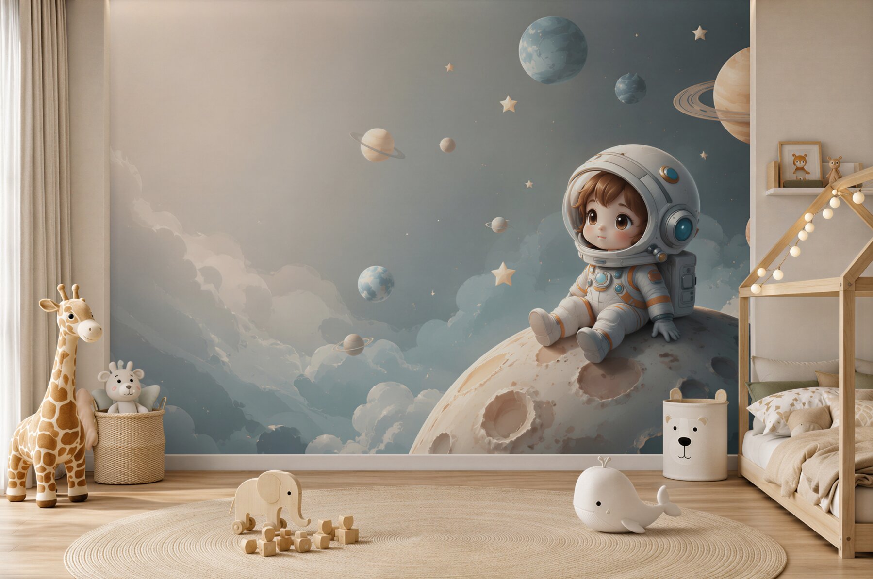Fototapeta Astronauta otoczona planetami?v23