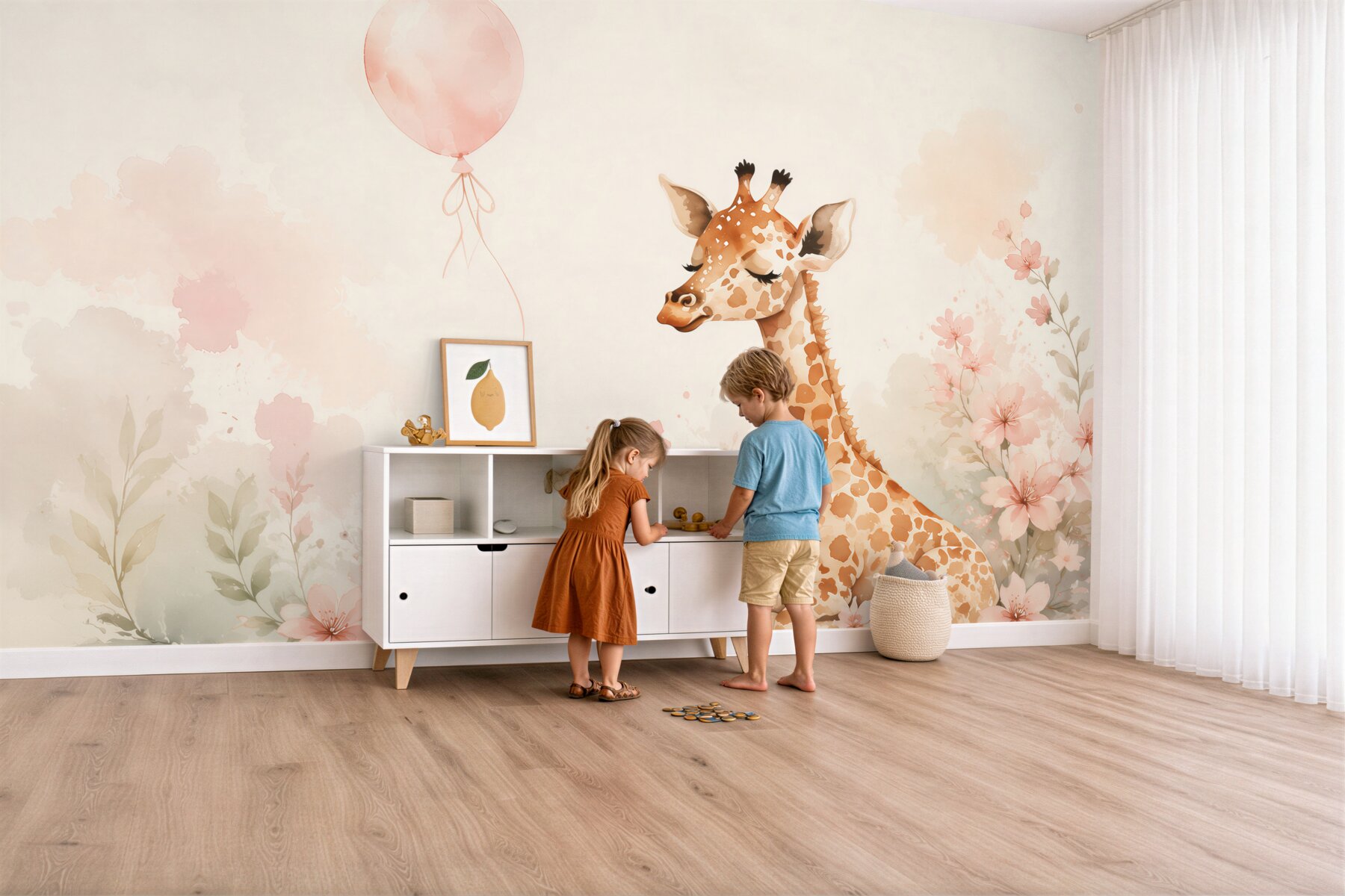 Fototapeta Żyrafa i różowa kula?v23