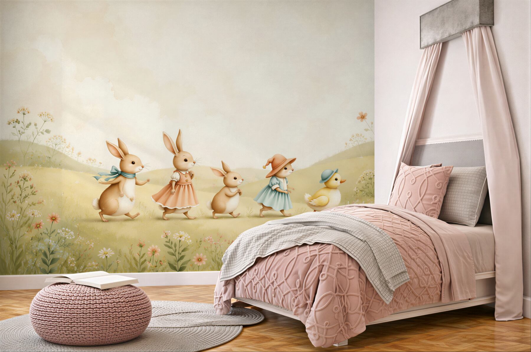 Fototapeta Bunny Family and Duck
