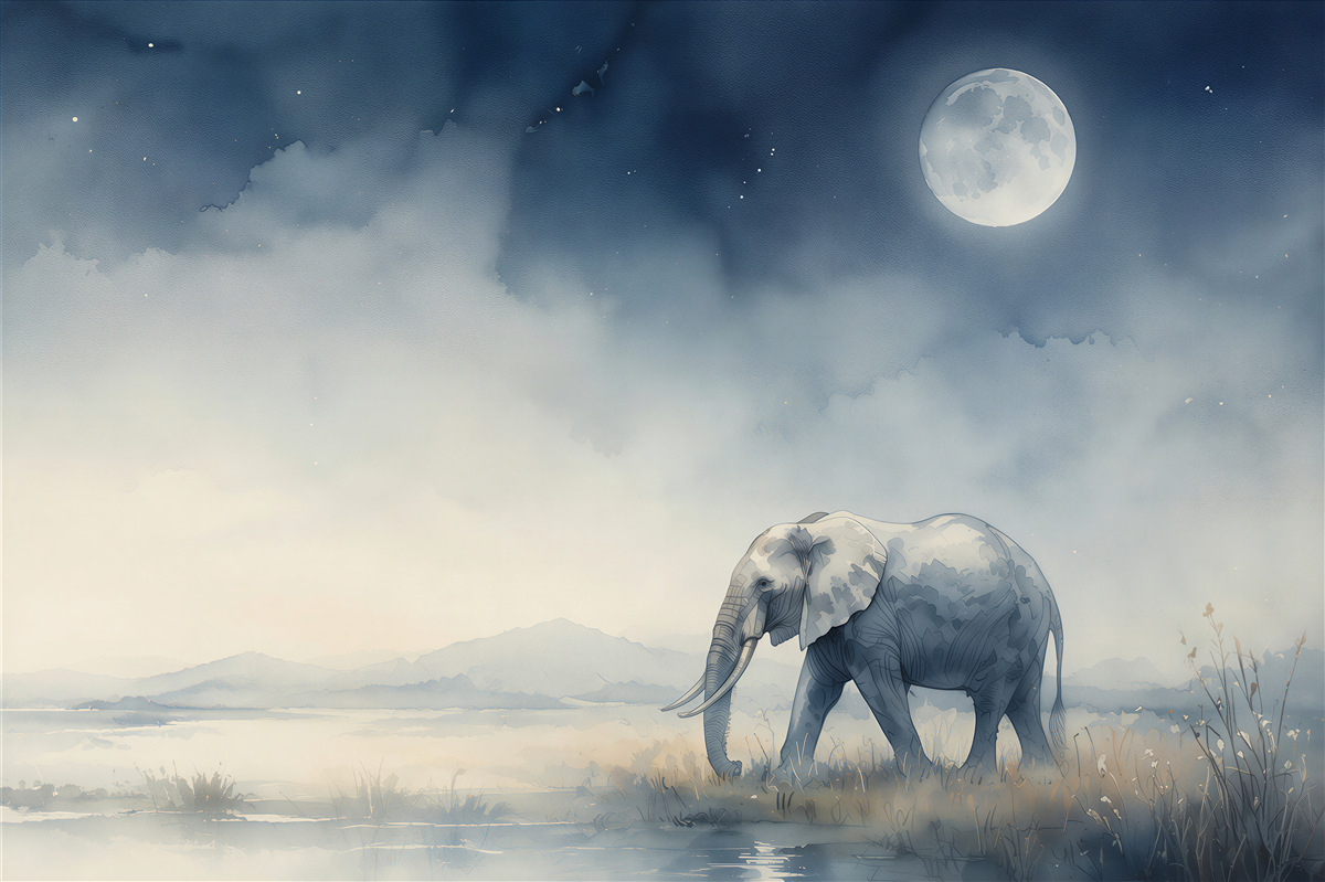 Fototapeta Elephant Night Walk