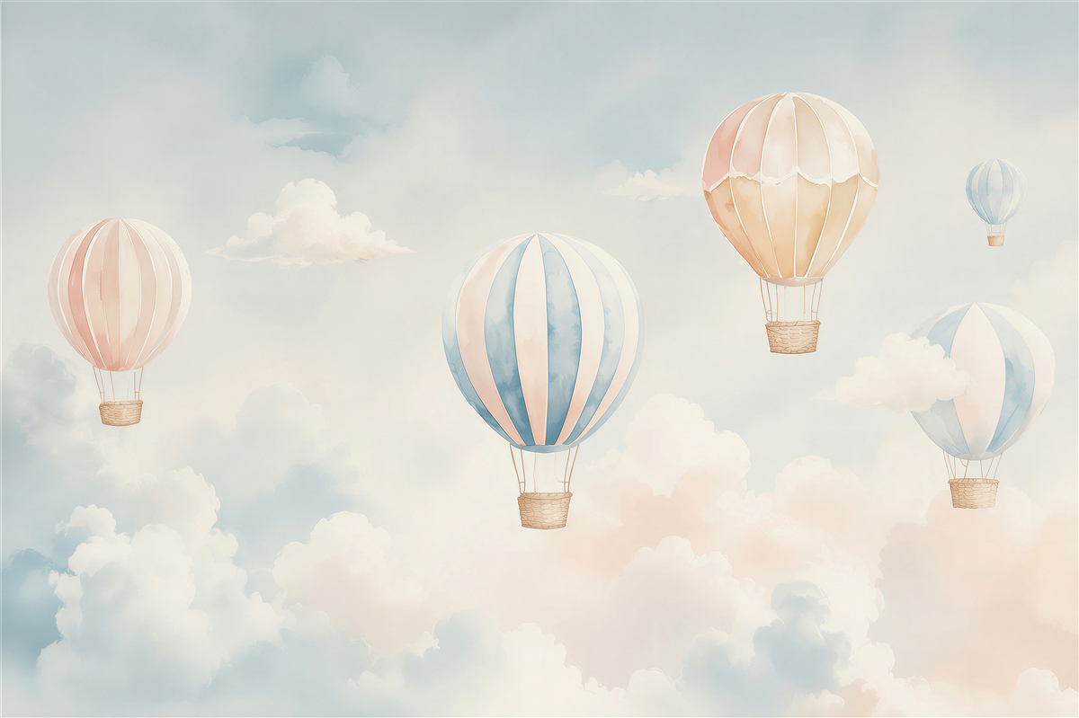 Fototapeta Balony na niebie z chmurami