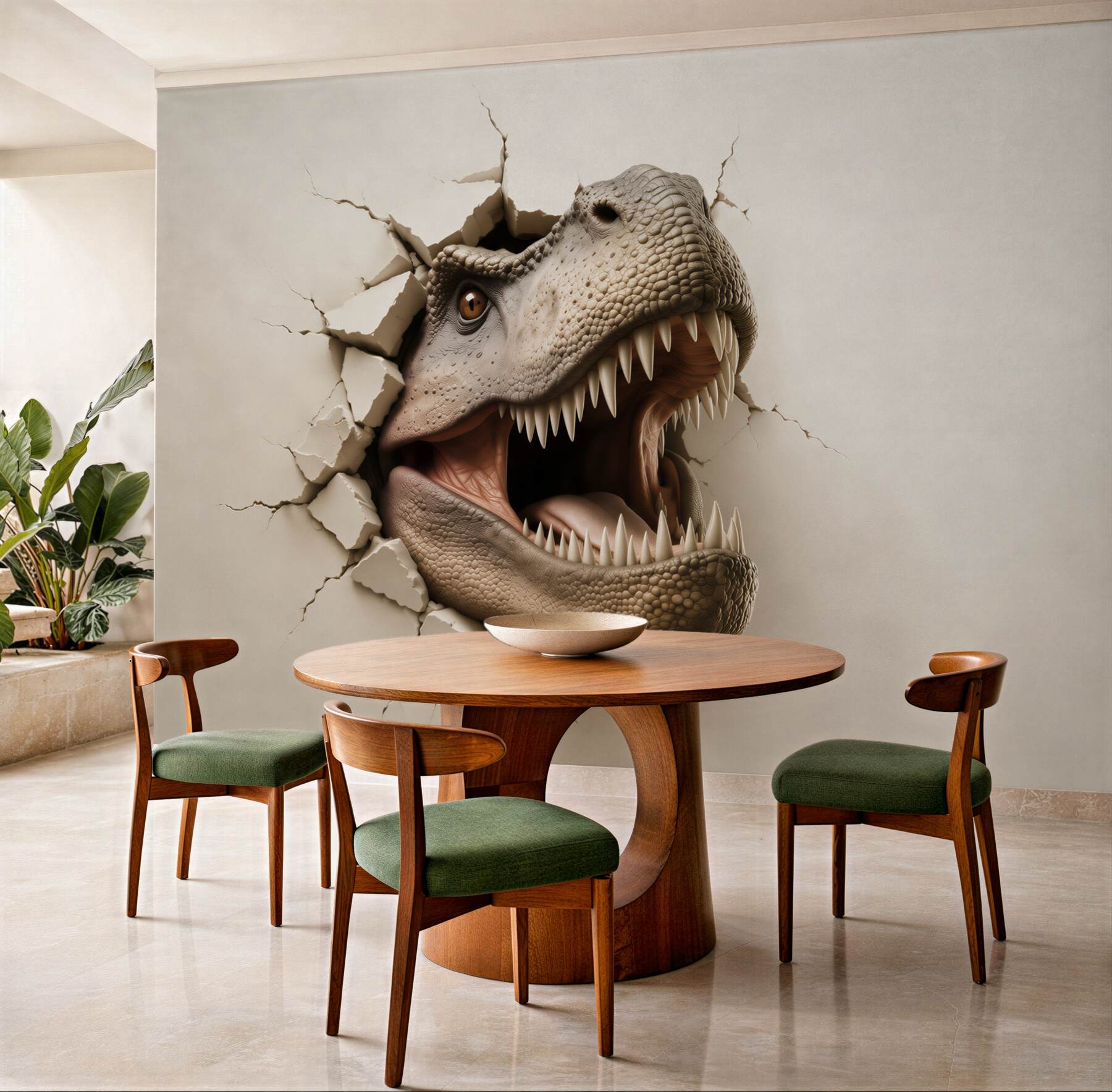 Fototapeta dinozaur tyranozaur 3D wyłaniający się ze ściany?v23