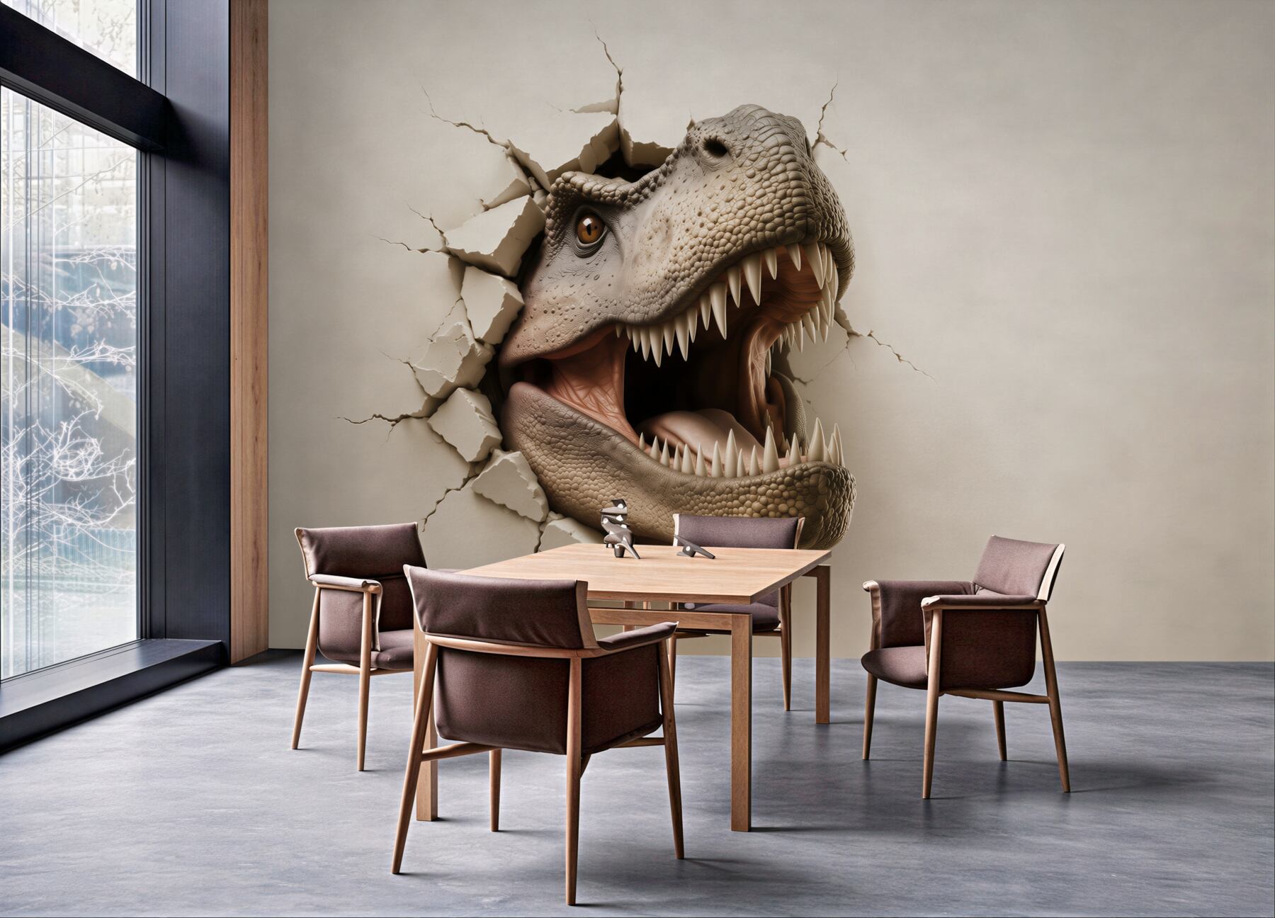 Fototapeta dinozaur tyranozaur 3D wyłaniający się ze ściany?v23