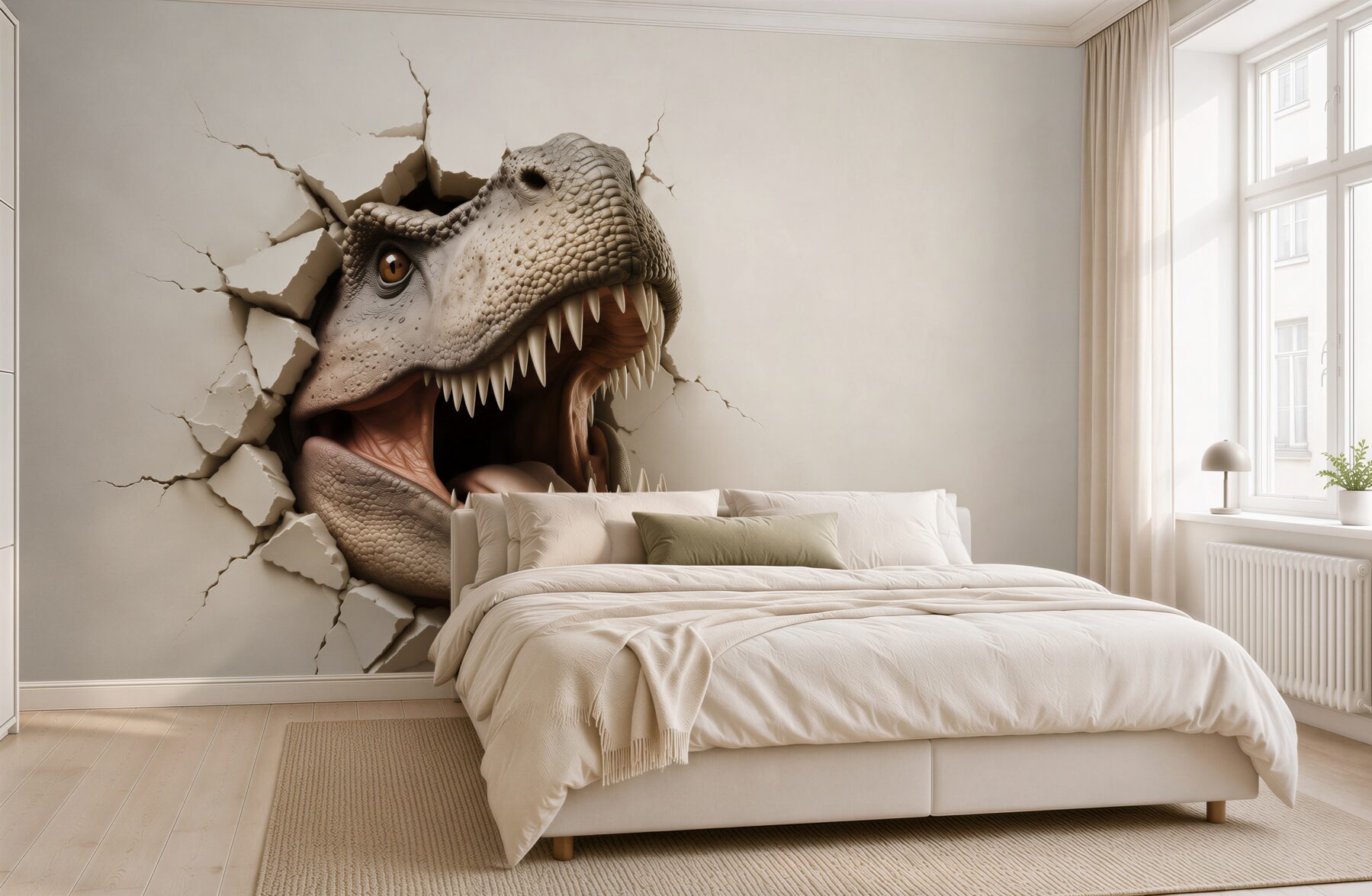 Fototapeta dinozaur tyranozaur 3D wyłaniający się ze ściany?v23