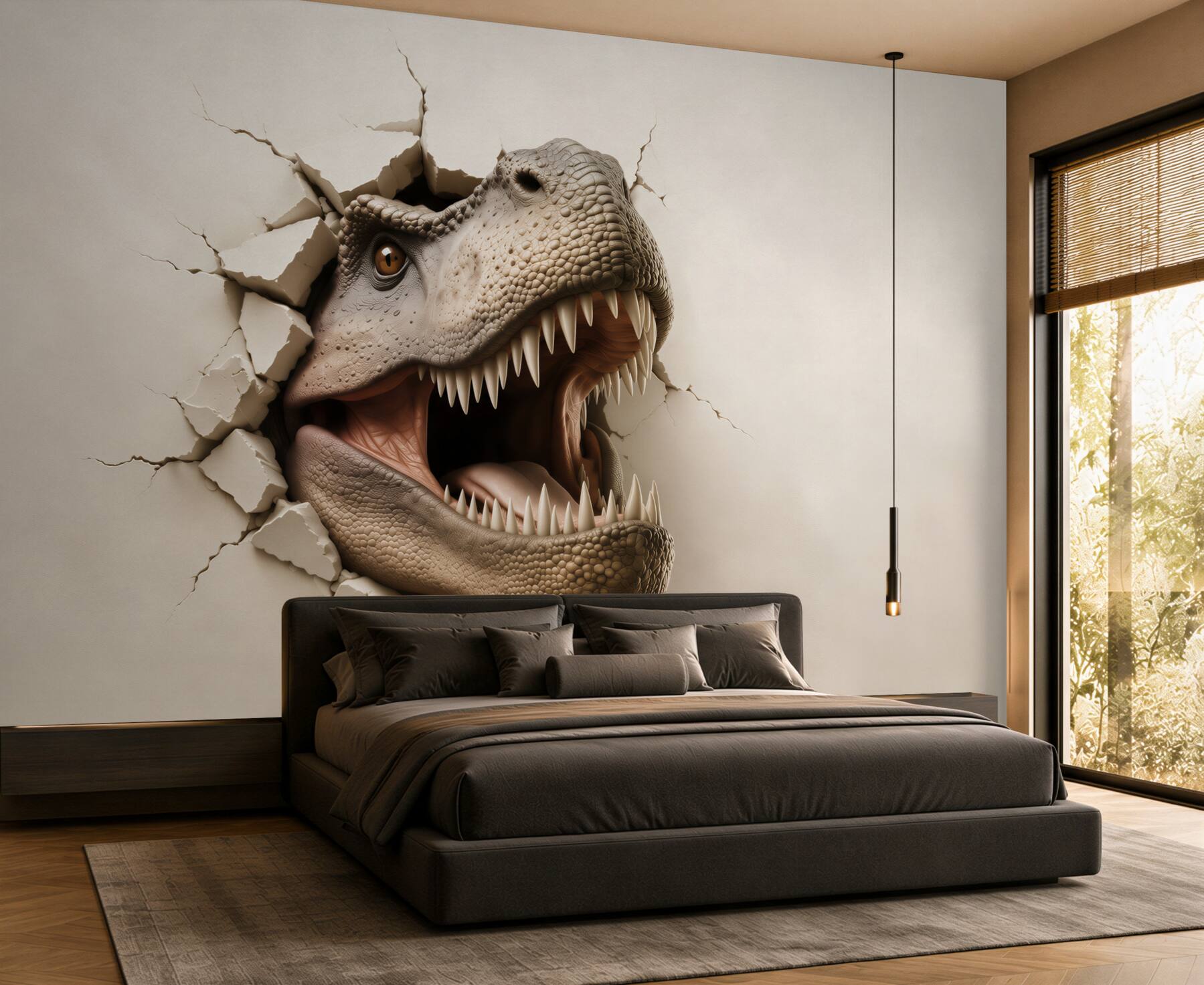 Fototapeta dinozaur tyranozaur 3D wyłaniający się ze ściany?v23