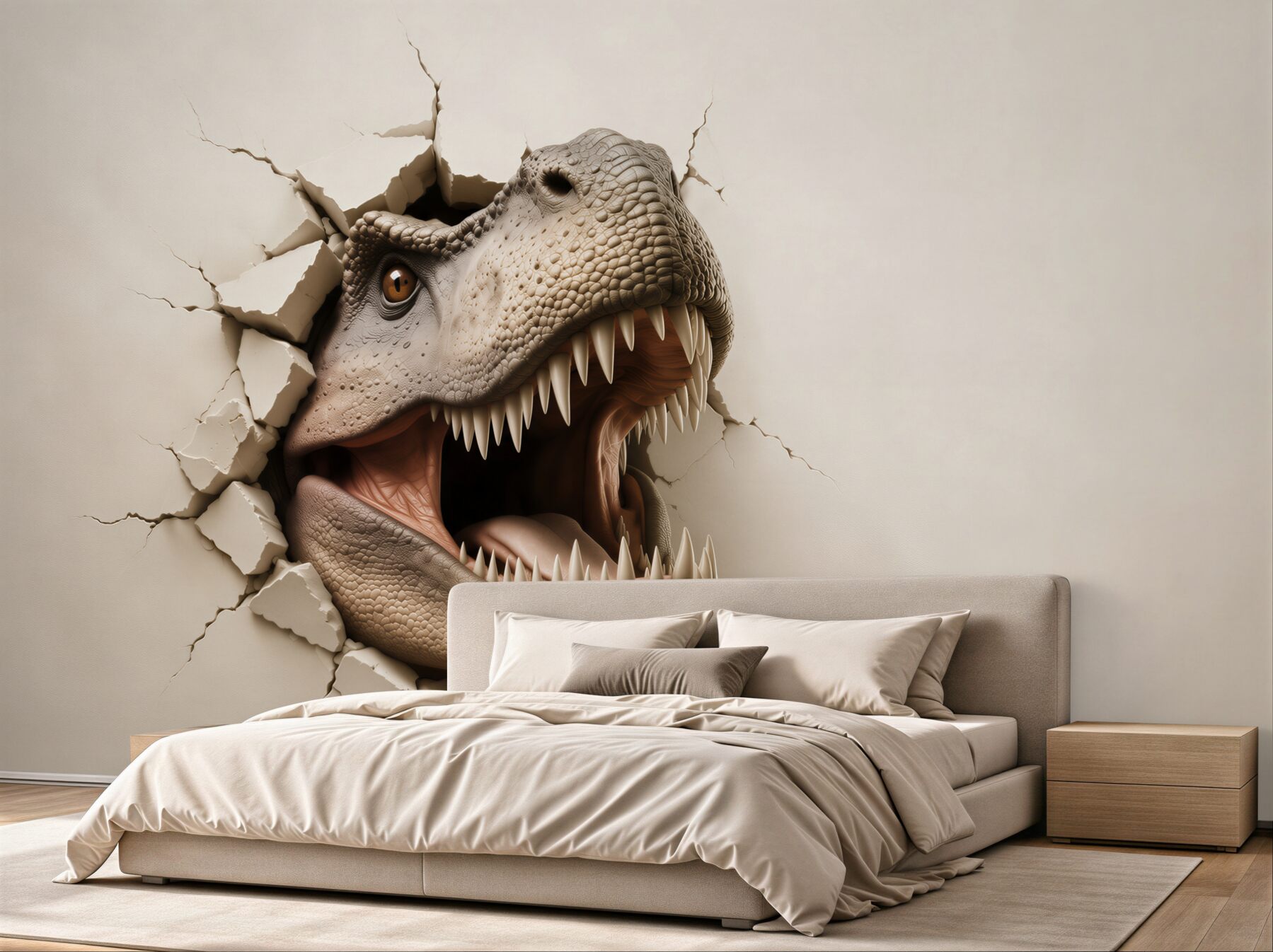 Fototapeta dinozaur tyranozaur 3D wyłaniający się ze ściany?v23