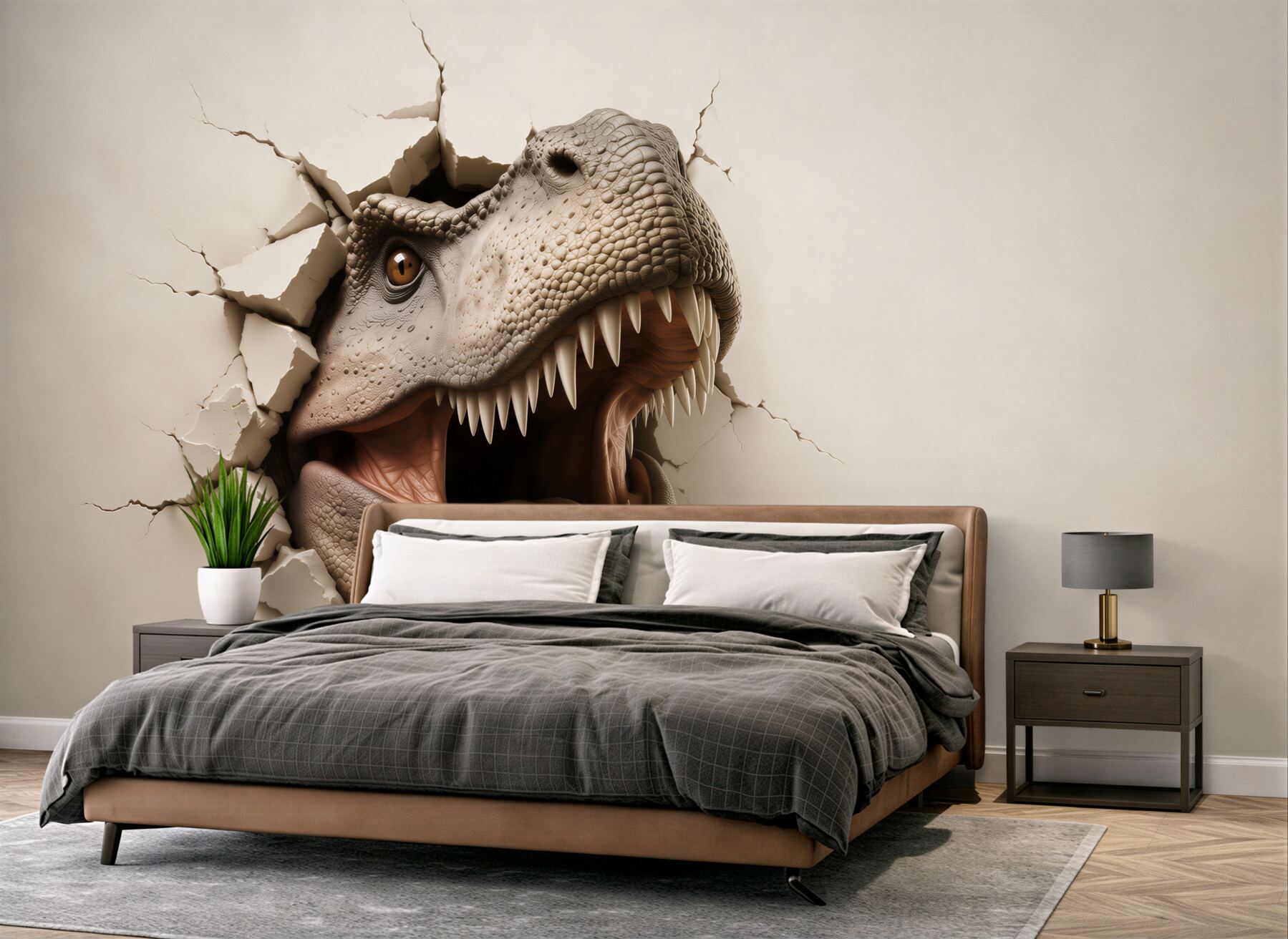 Fototapeta dinozaur tyranozaur 3D wyłaniający się ze ściany?v23