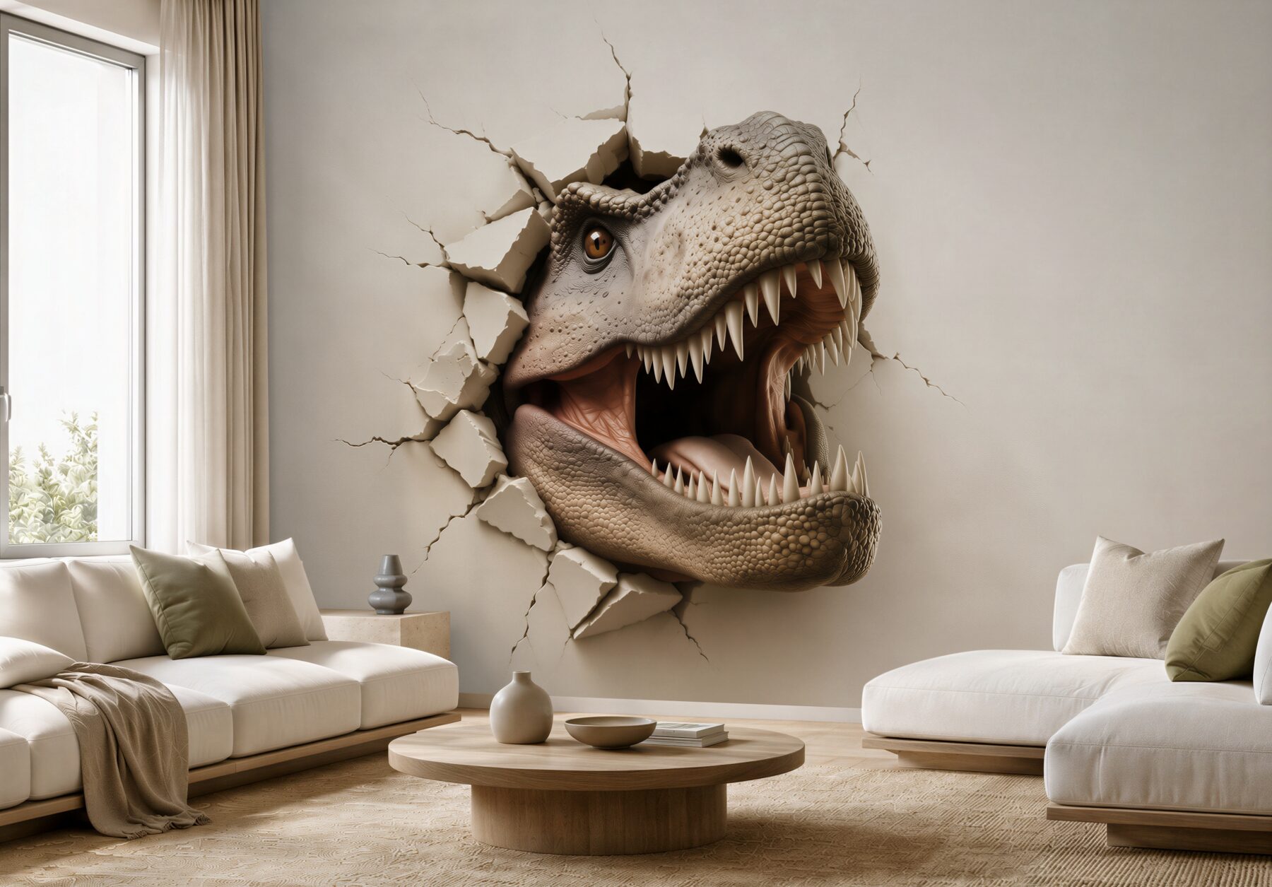 Fototapeta dinozaur tyranozaur 3D wyłaniający się ze ściany?v23
