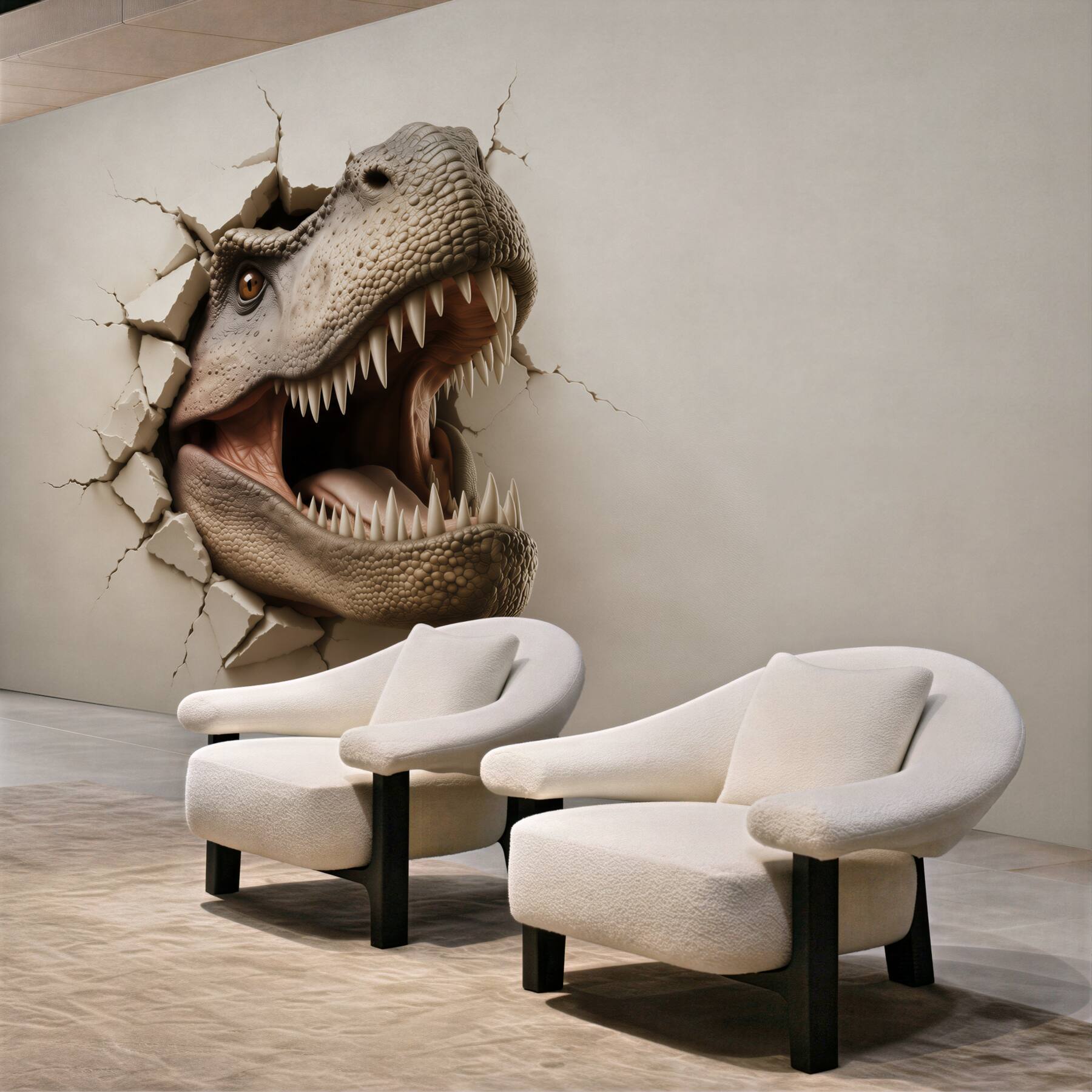 Fototapeta dinozaur tyranozaur 3D wyłaniający się ze ściany?v23