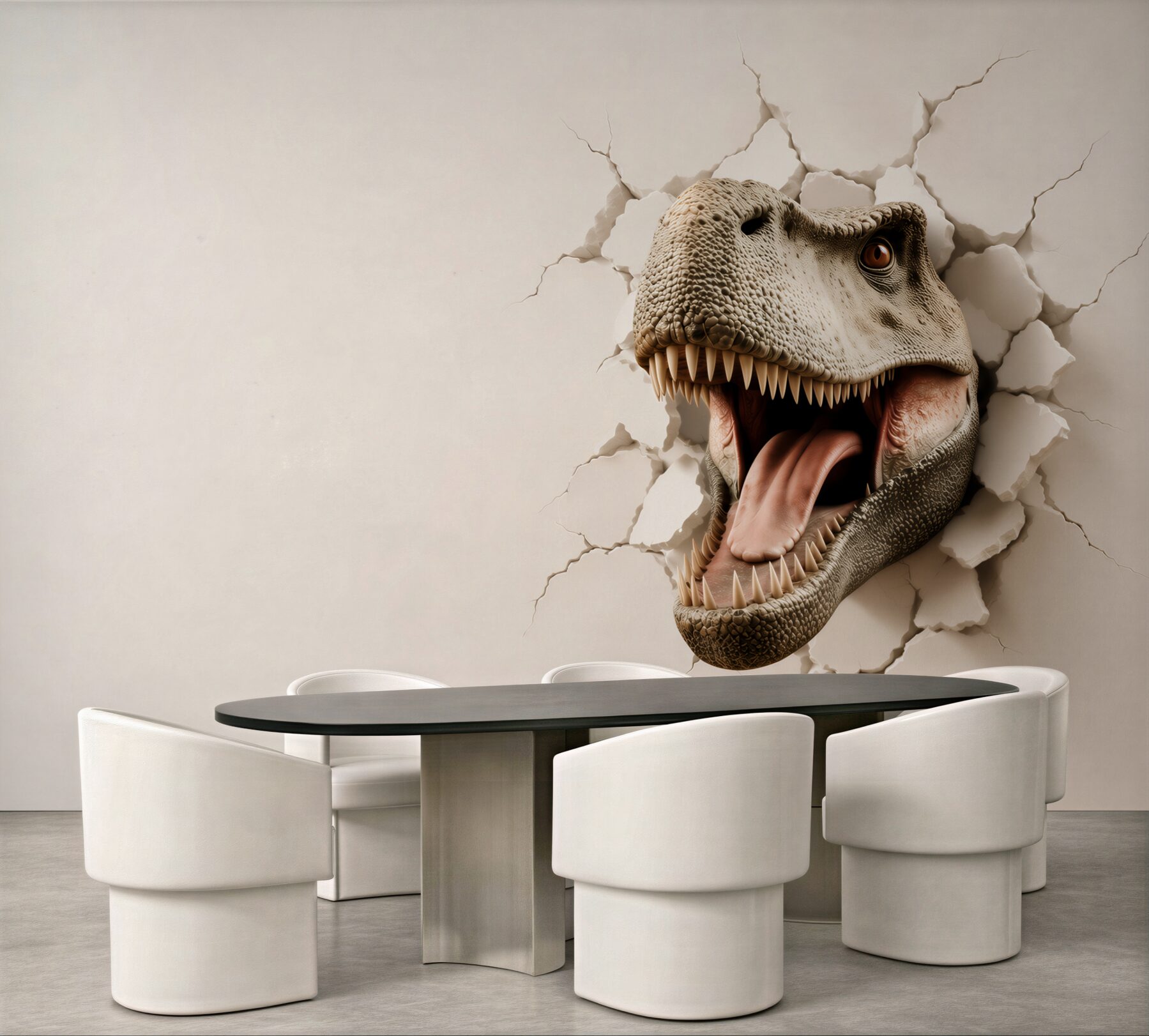 Fototapeta głowa tyranozaura 3D przebijająca ścianę?v23