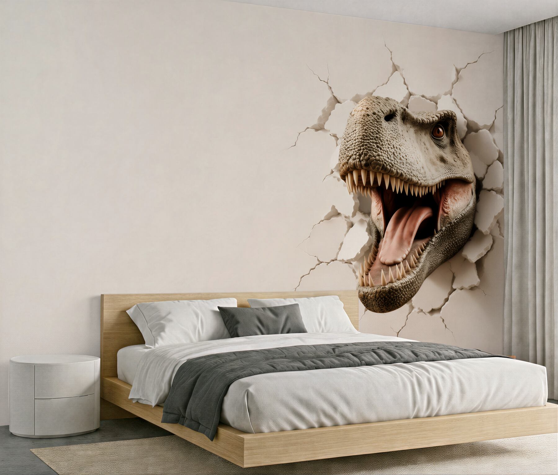 Fototapeta głowa tyranozaura 3D przebijająca ścianę?v23