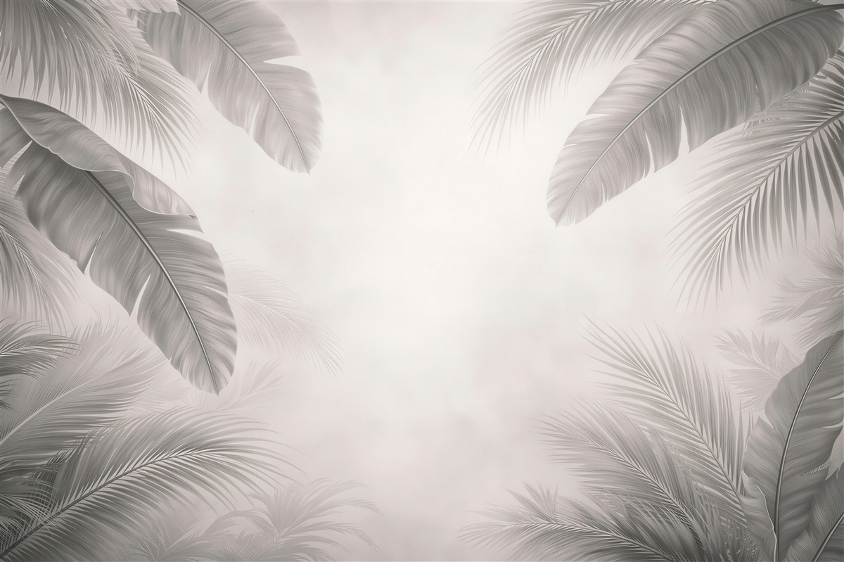 Fototapeta Subtelne liście palm w beżowym tle