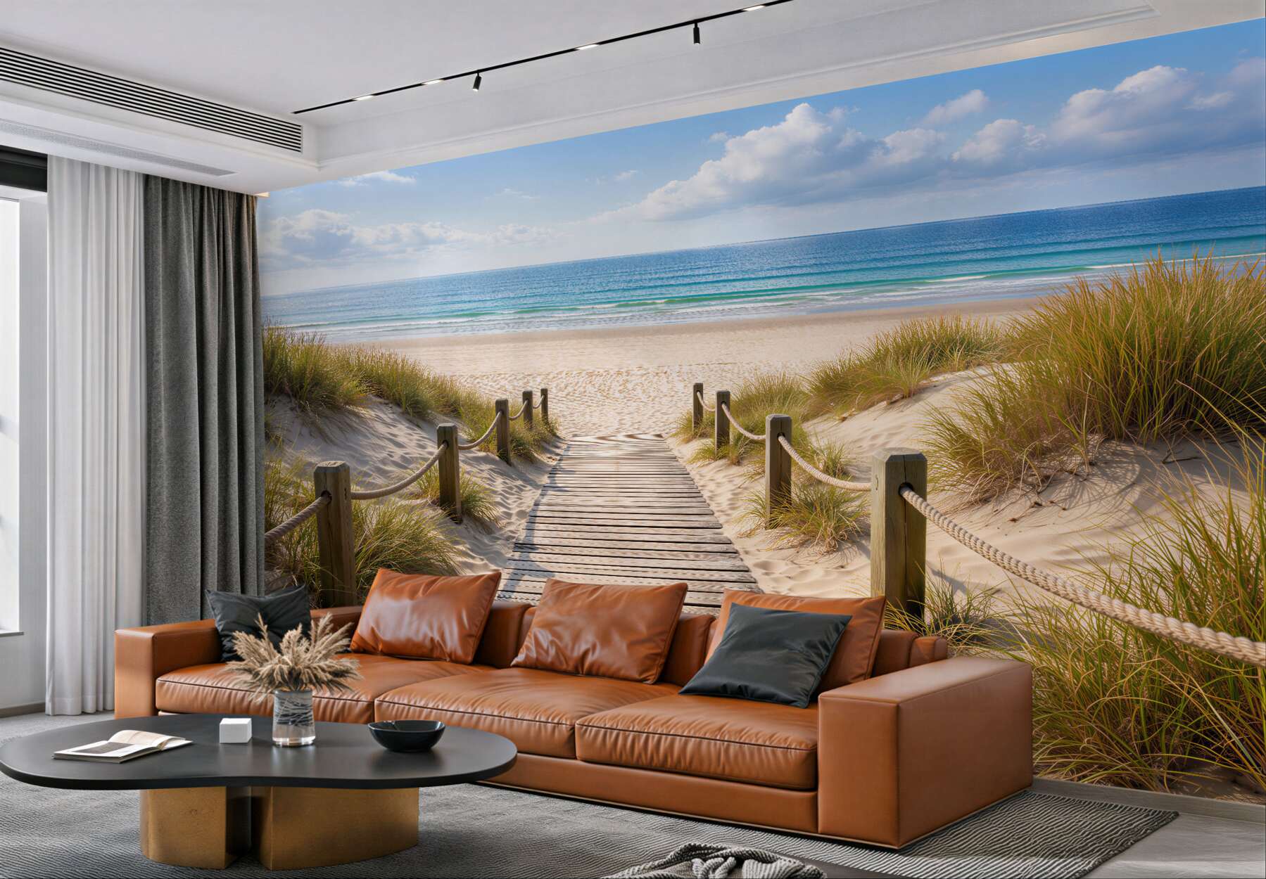 Fototapeta Drewniana ścieżka na spokojną plażę?v23