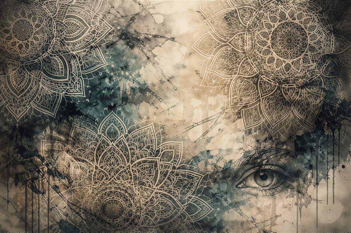 Fototapeta Orientalna Mandala z Tajemniczym Spojrzeniem