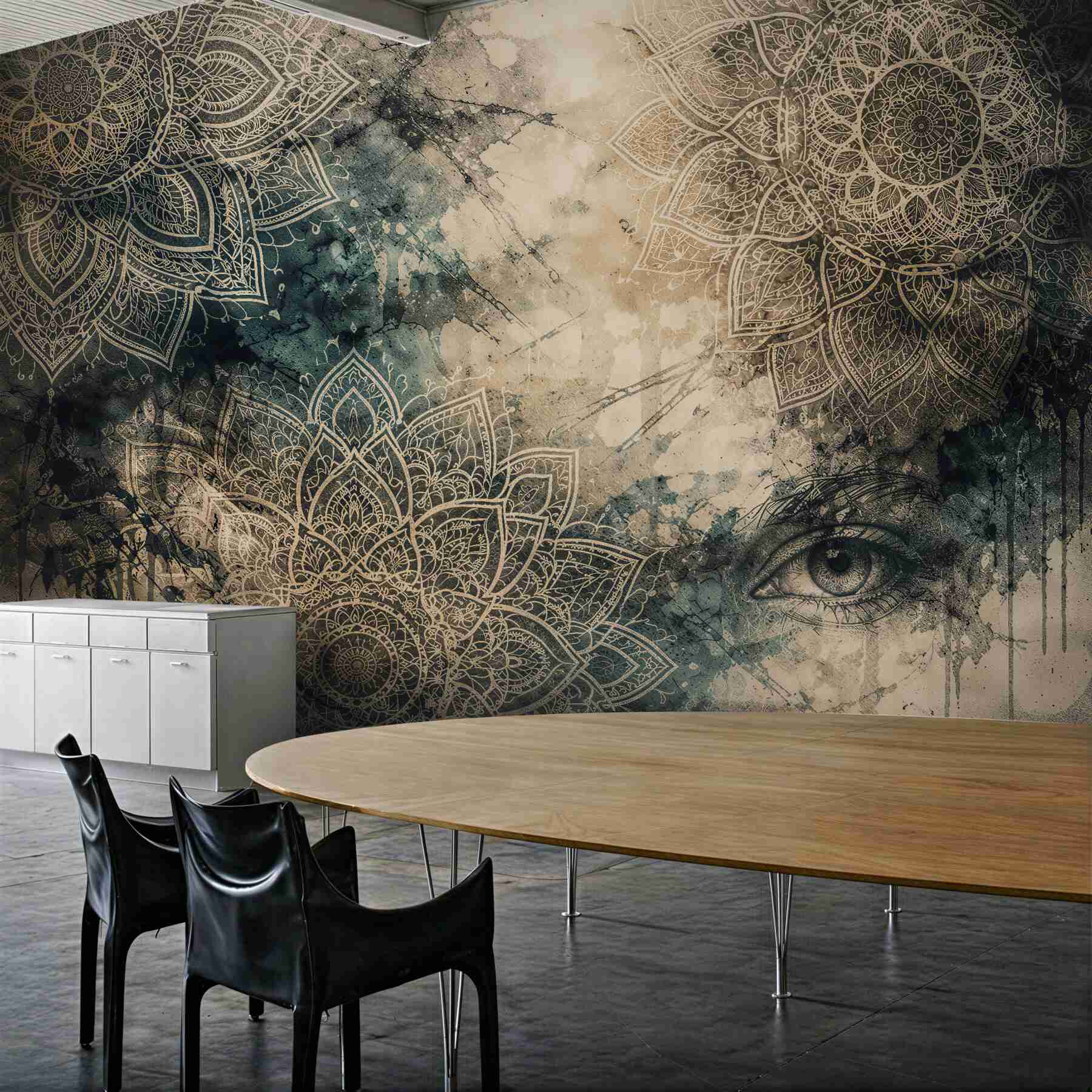 Fototapeta Orientalna Mandala z Tajemniczym Spojrzeniem