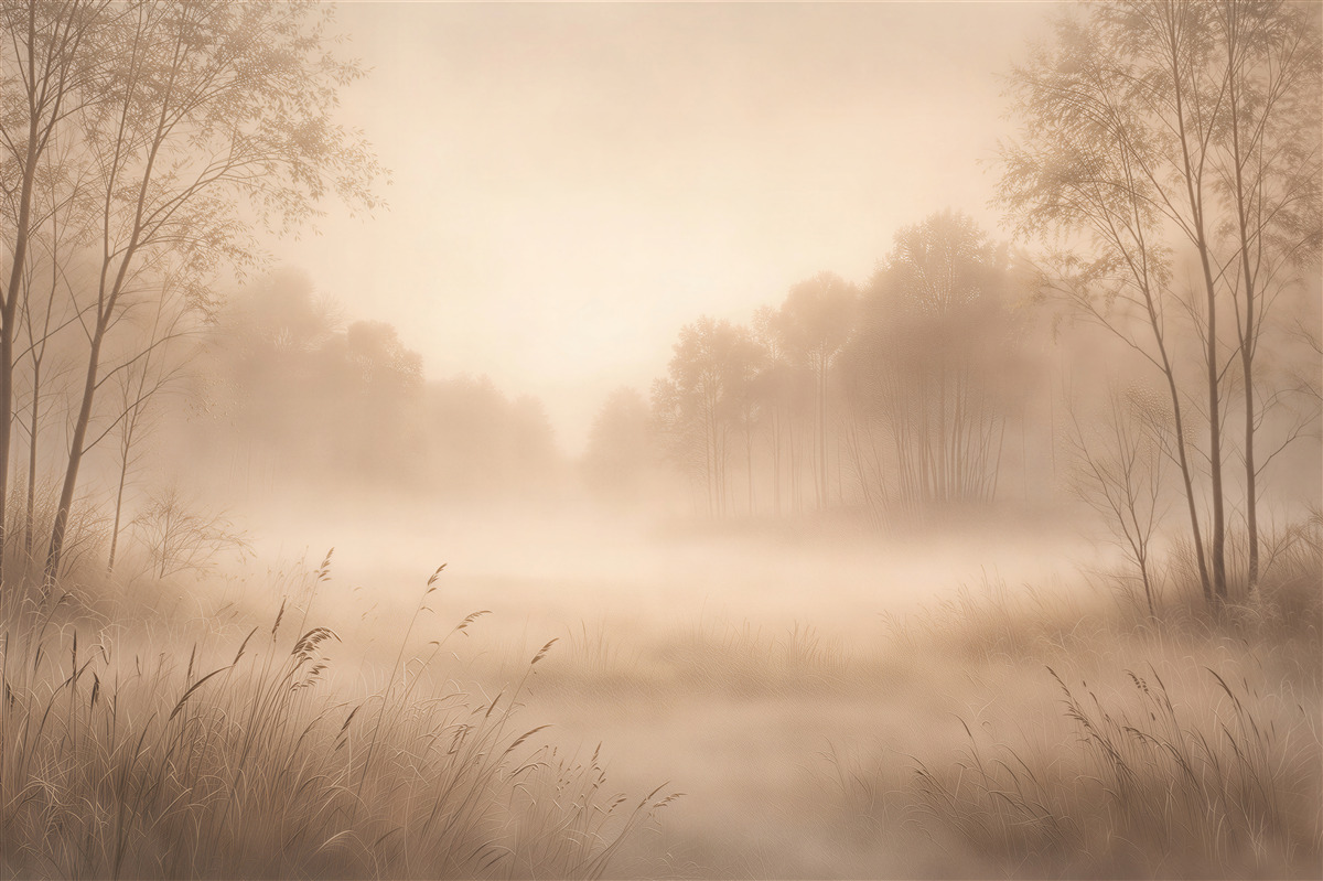 Fototapeta Mglisty Poranek Nad Leśnym Stawem
